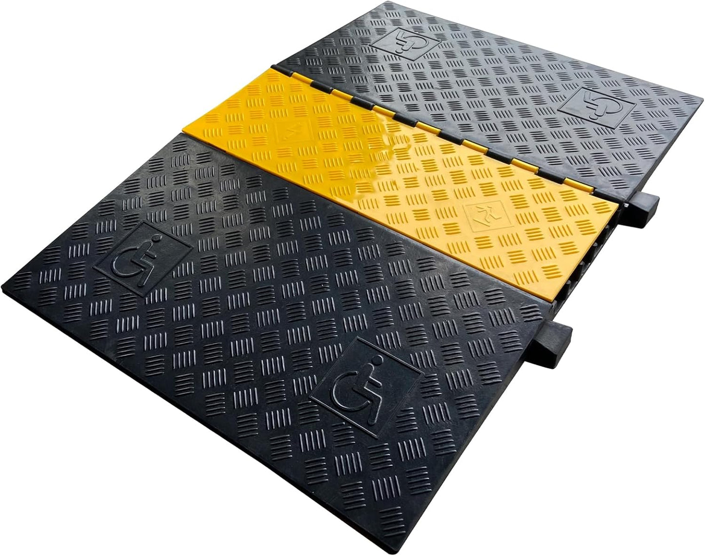 Rubber Cable Ramp 5 Channel Drive Over Hose Cable Protector Outdoor 22000Lbs Load Capacity Wires Power Lines Extension Cord Cover Traffic Speed Bump 1 Pack