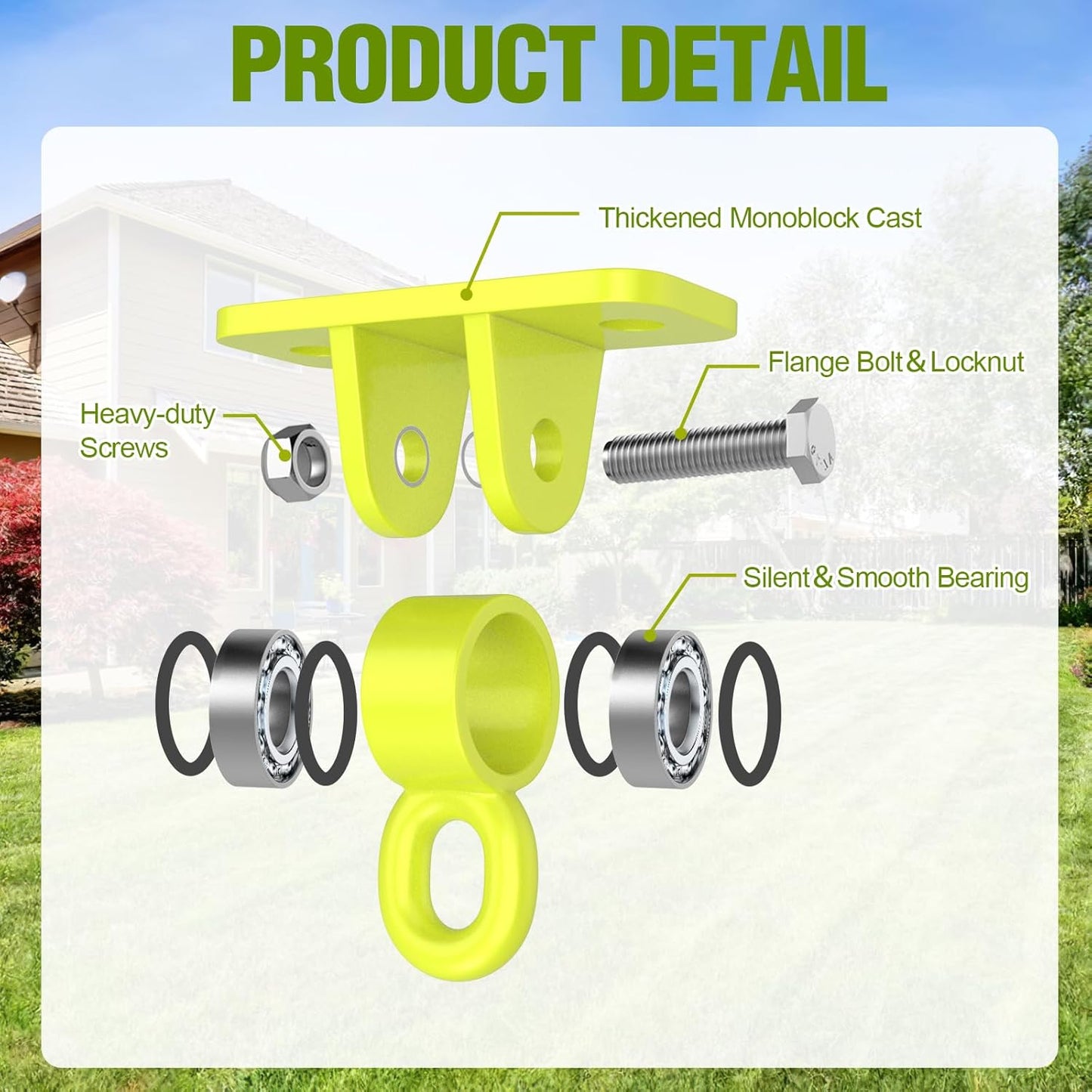 BETOOLL Swing Hangers with Bearing, Heavy Duty Porch Swing Hanging Kit for Outdoor Playground Tree Ceiling Mount Hardware Brackets with Snap Hooks for Yoga Hammock Sandbag Accessories 2PCS Yellow