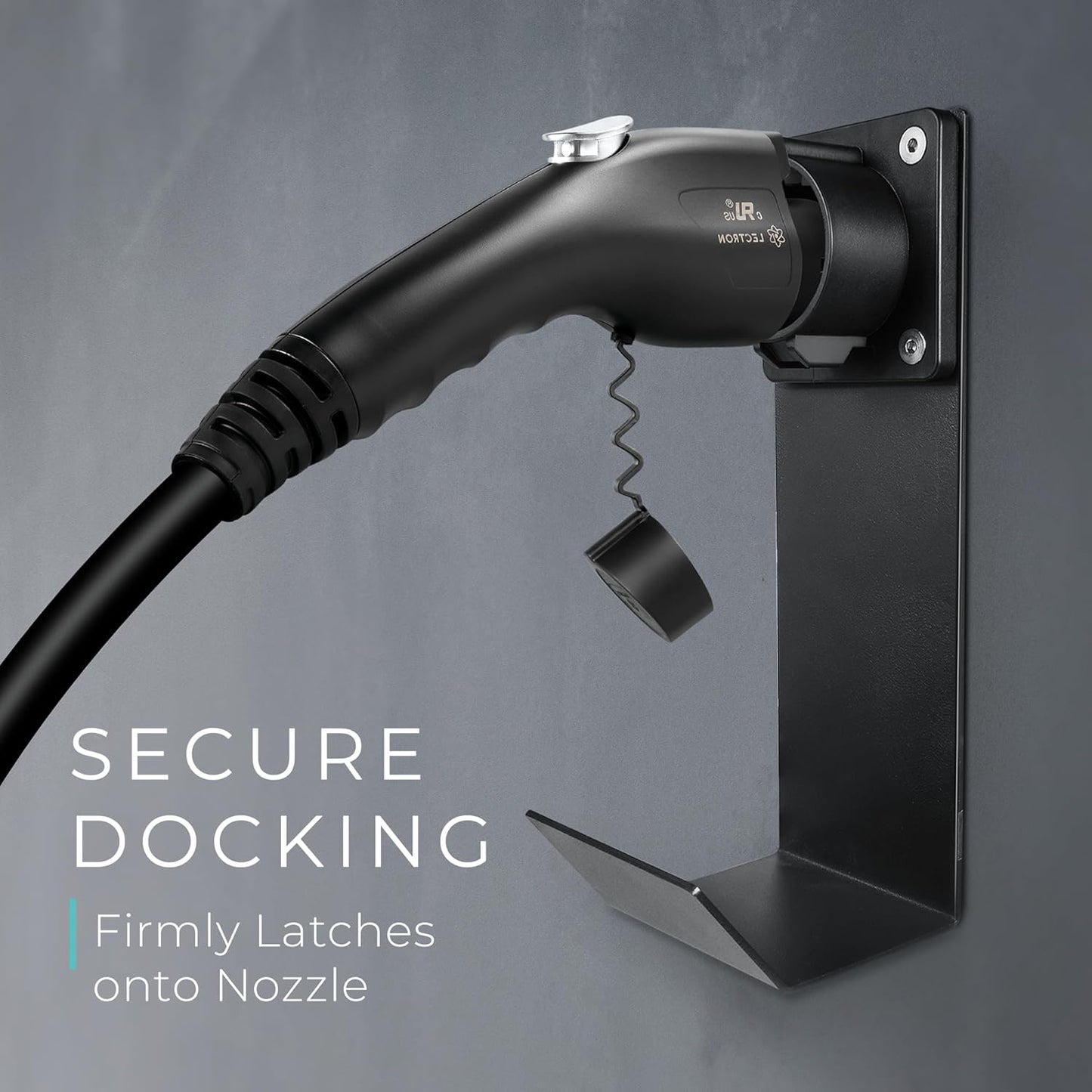 Lectron Electric Vehicle Charger Nozzle Holster Dock & J-Hook Combo for All J1772 EVs