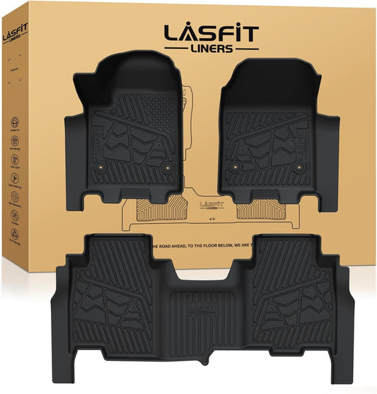 LASFIT Floor Mats 2024-2025 for Chevrolet Chevy Silverado EV RST (Not for WT/LT)/GMC Sierra EV Denali (Not Fit Elevation/AT4), All Weather TPE Custom Fit Floor Mats for Cars, 1st and 2nd Row