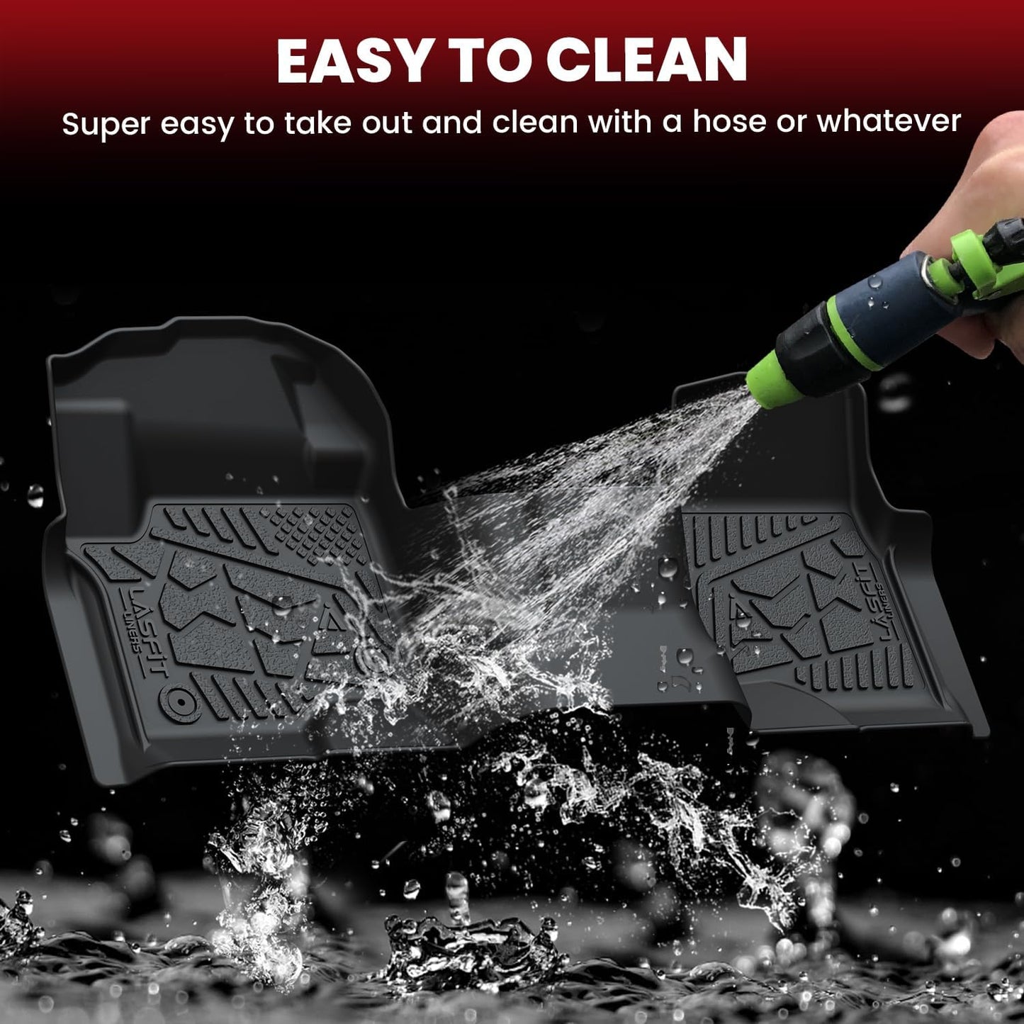 LASFIT Floor Mats for Ford F250 F350 F450 2017-2025 Crew Cab Front Bench Seat | Rear W/Fold-Flat Storage Carpet Floor Super Duty All Weather Protector TPE Car Floor Liner, 1st & 2nd Row, 2pcs Black