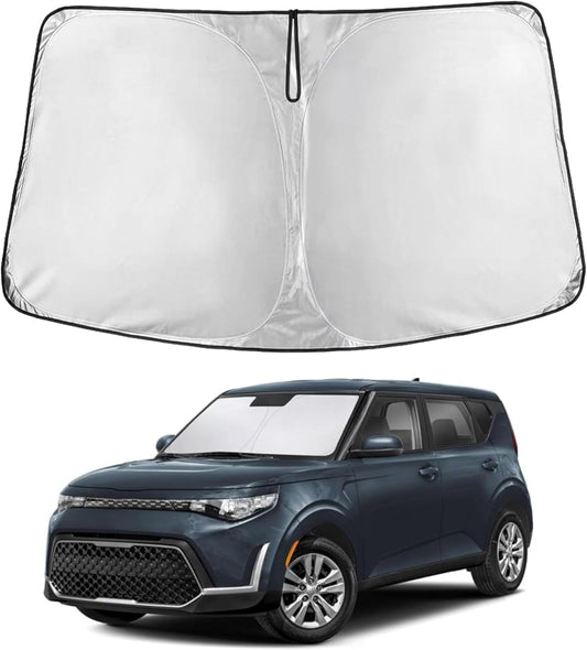 for Kia Soul 2020-2024 2025 EcoNour Windshield Sunshade-240T Polyester Material Cars Sun Visor Reflector Blocks UV Rays - Foldable Sunshade Interior Protection - Kia Soul Accessories