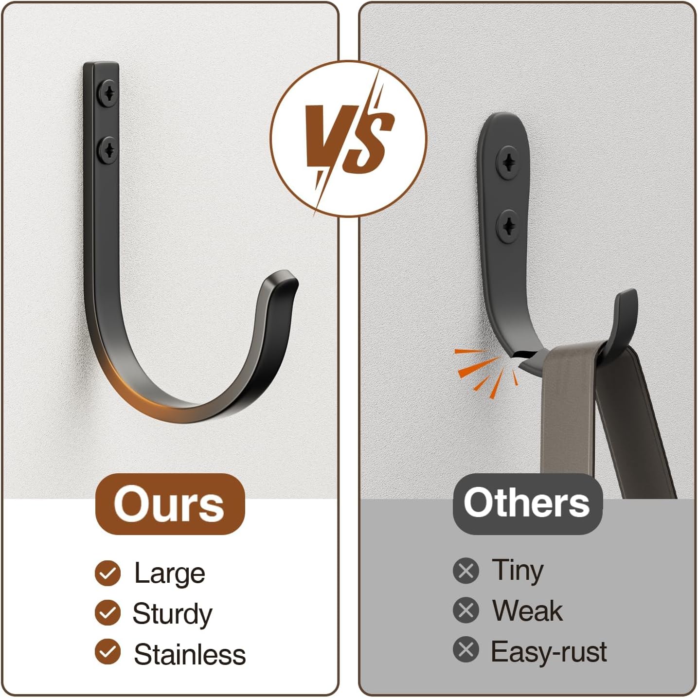 Wall Hooks for Hanging Towel/Coat - 22LB Screw in Metal Hanger Wall Mount, for Outdoor, Closet, Door, Bathrooms, for Backpack, Robe, Black 5 Pack