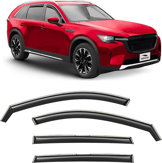 Voron Glass in-Channel Extra Durable Rain Guards for Mazda CX-90 2024-2025, Window Deflectors, Vent Window Visors, 4 Pieces - 200684