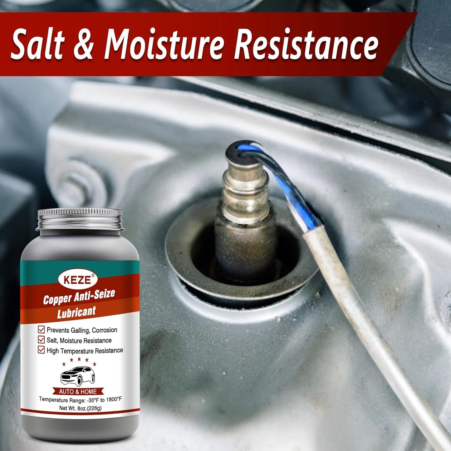 Keze Copper Anti Seize Thread Lubricant Compound Grease with Brush for High Temp Auto Bolts Spark Plug Never Seize Antiseize,Prevent Rust and Corrosion,8 Oz