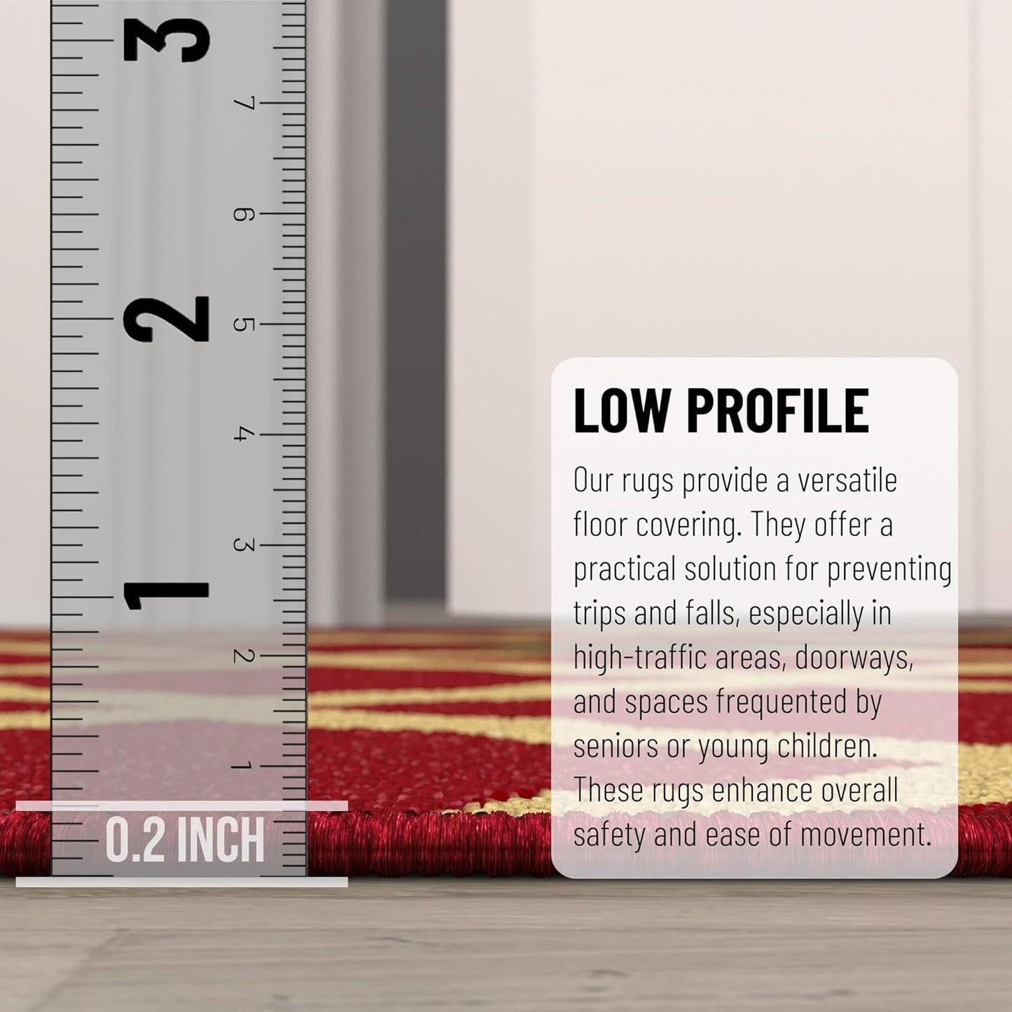 Ottomanson 3'3" x 5' Rugs for Living Room Trellis Area Rug for Bedroom - Non Slip Durable Large Floor Carpet for High Traffic Areas - Indoor Rug for Dining Room Kitchen Kids Playroom, Red