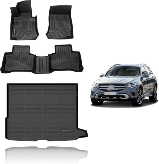 KELCSEECS Floor Mats & Cargo Liner Custom for Benz GLC 250 | 300 | 350e 2022-2016 (Not for Coupe) Car Mats Automotive Cargo Mat Floor Liners Trunk Mat GLC All Weather Trunk Liner