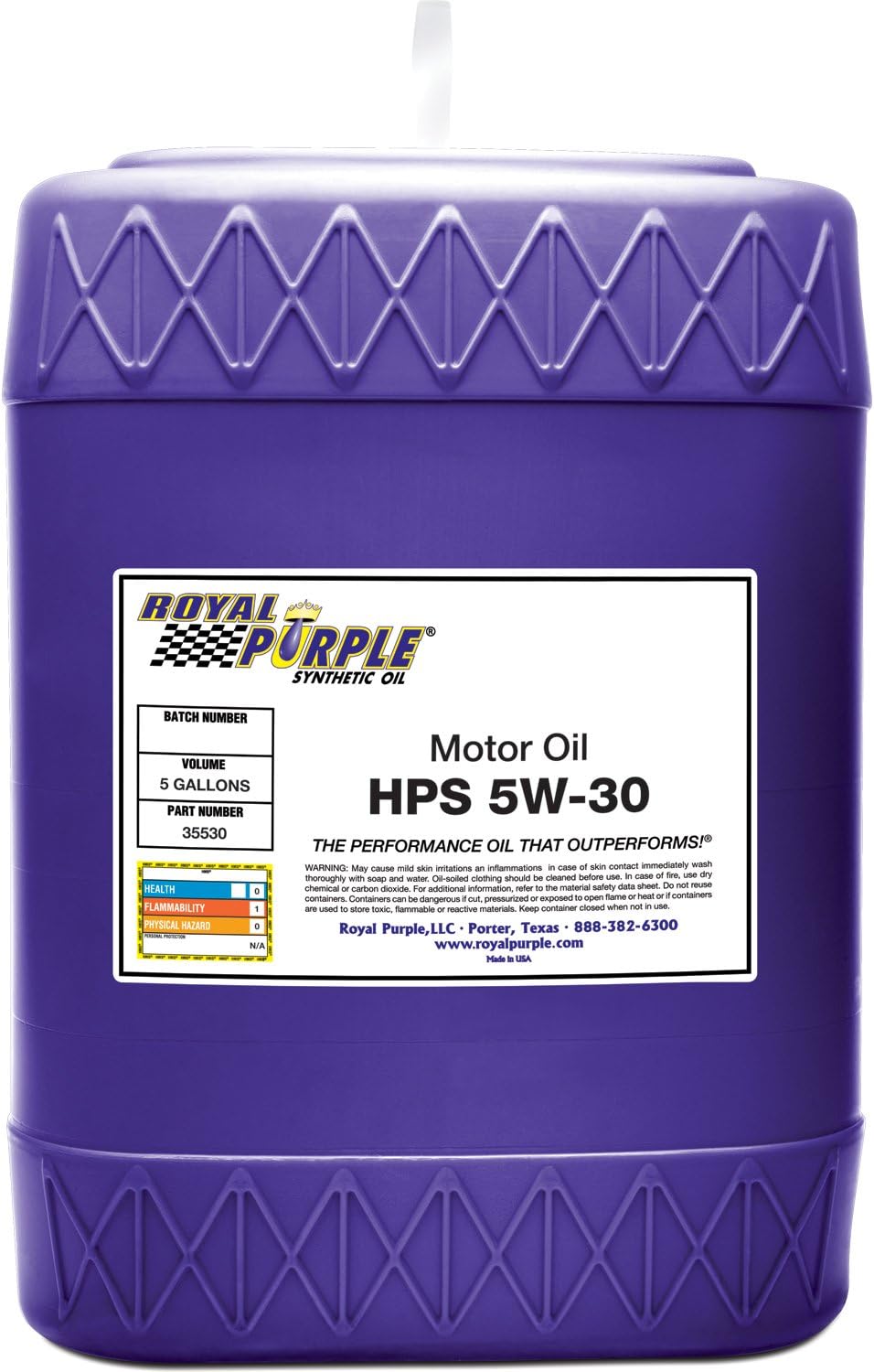 Royal Purple 35530 HPS 5W-30 High Performance Street Synthetic Motor Oil with Synerlec - 5 Gallon