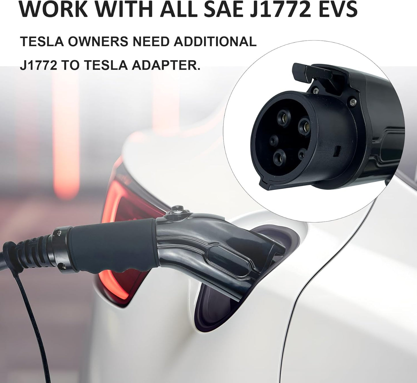 Level 2 EV Charger 40Amp, 240V, NEMA 14-50 J1772 Connector and 25 ft Cable,Portable Electric Vehicle Charging Stations with LCD Screen-1PC