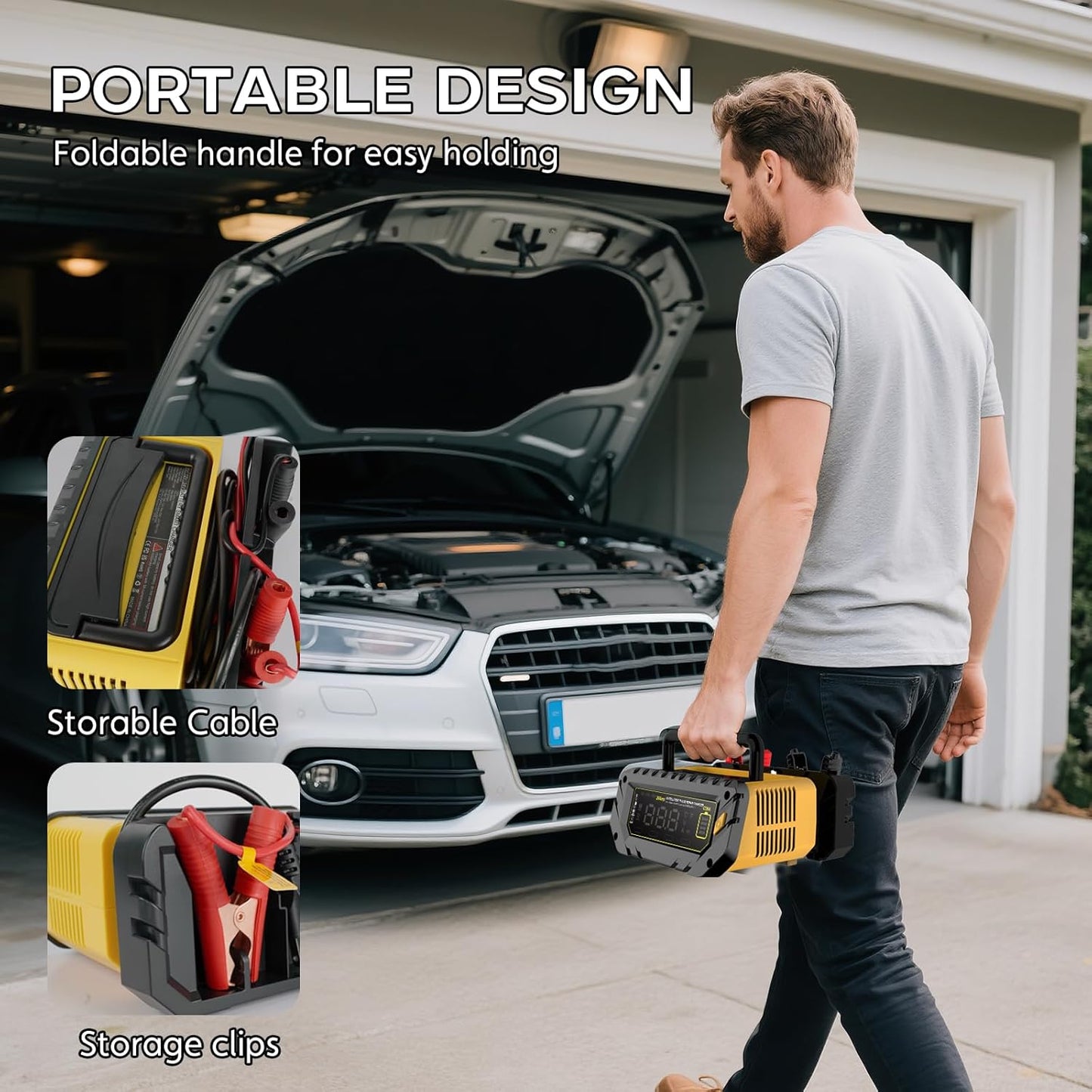 26-Amp Battery Charger, 6V/12V/24V Car Battery Charger & Maintainer, Trickle Charger for Lithium LiFePo4 Lead Acid (AGM/Gel/SLA..), Smart Deep Cycle Charger for Motorcycle Lawn Mower and Marine...