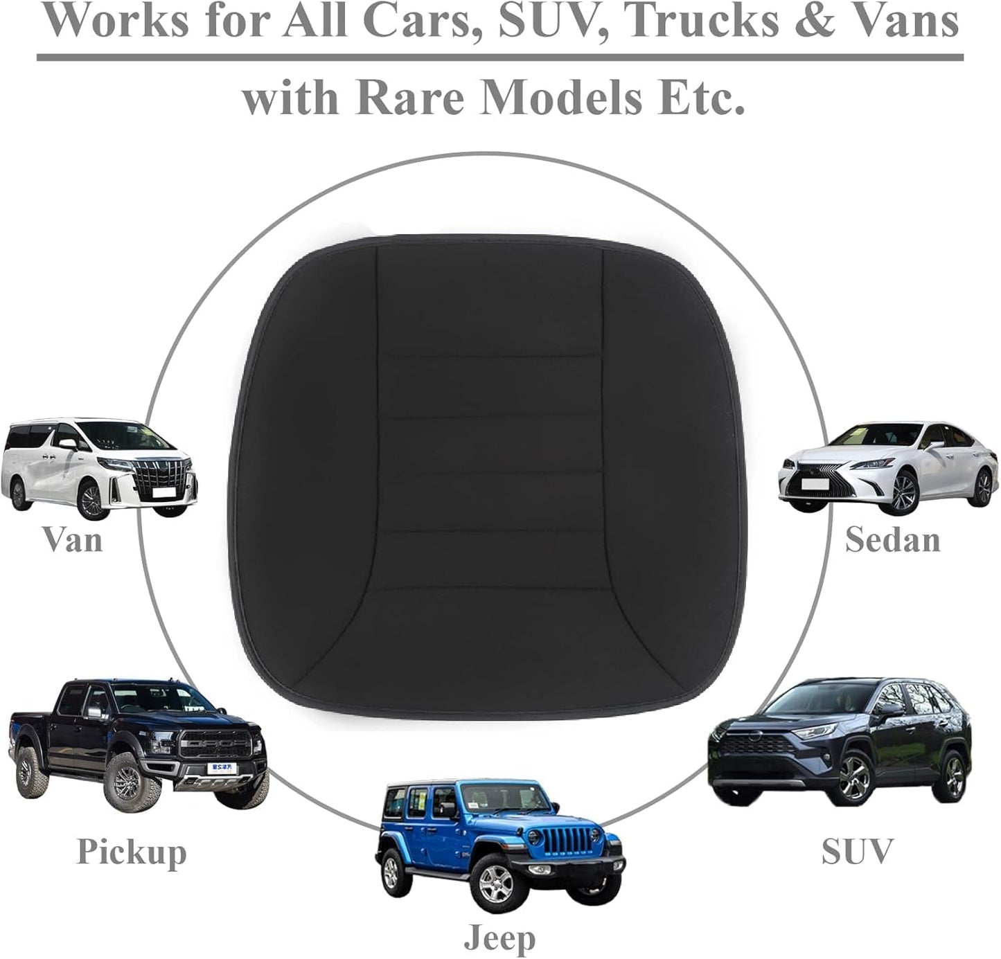 kingphenix Car Seat Cushion with 1.2inch Comfort Memory Foam, Seat Cushion for Car and Office Chair (Black)