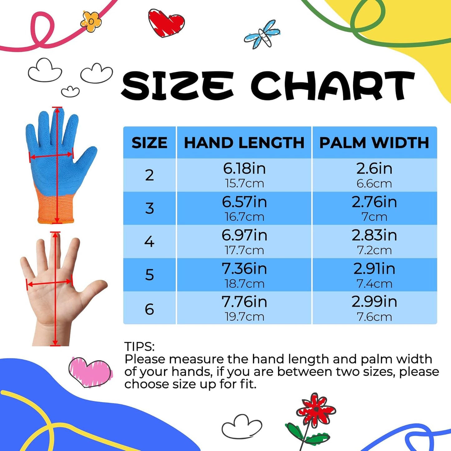 HANDLANDY 3 Pairs Kids Gardening Gloves Latex Free, Nitrile Coated Children Toddler Garden Yard Work Gloves for Little Girls Boys (Size M, Black-Orange)