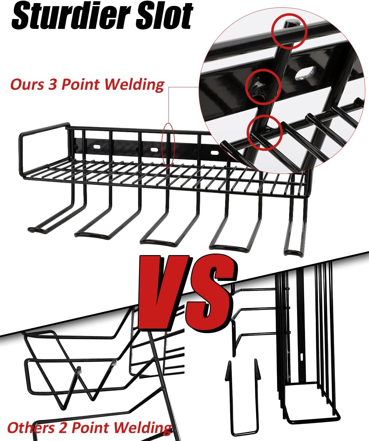 Heavy Duty Tool Organizer, 16"W x 7.48"H x 5.51"D, 4 Wall Mount Anchors, 3.95" Between Slots, Sturdy Steel Construction, Ideal for Power Tools