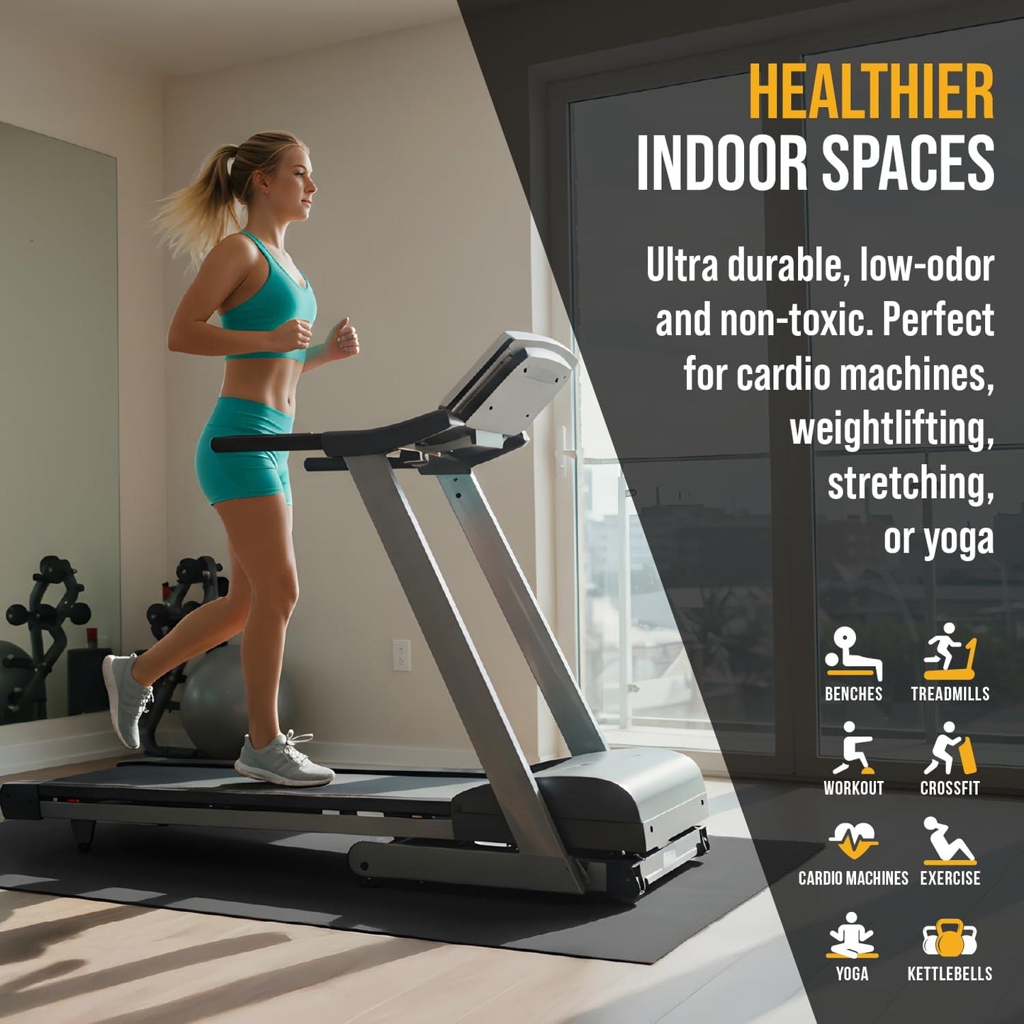 Rubber King Multi-Purpose Exercise Mat - 100% Recycled Thick Rubber Mat for Home Gym Flooring, Non-Slip, Low-Odor Durable Workout Mat for Indoor/Outdoor, Shoe-Friendly