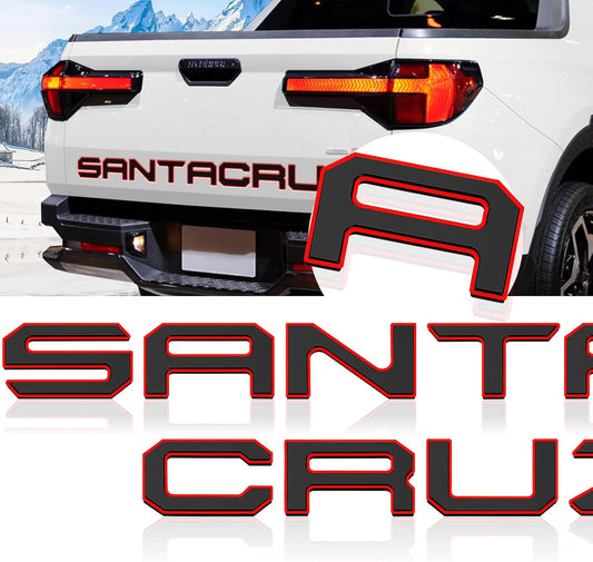 Tailgate Inserts Letters Compatible for 2022 2023 2024 2025 Santa Cruz 3D Raised & Strong Adhesive Decals Letters Rear Emblem Decal Sticker Compatible for Santa Cruz Accessories-Black Red