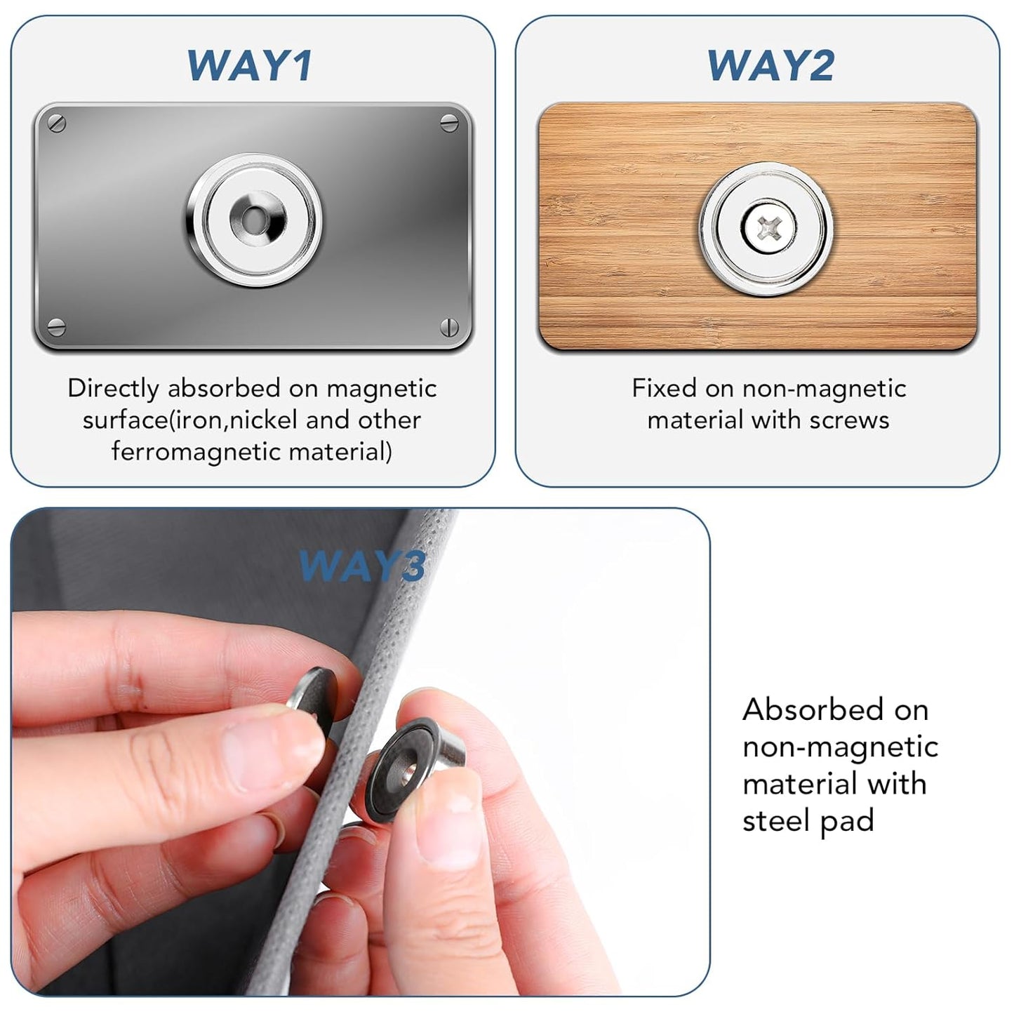 MIKEDE 6 Pack Strong Magnets, 30lbs Neodymium Heavy Duty Magnets, Round Strong Rare Earth Magnet with Countersunk Hole, Powerful Magnetic Pot Magnet with Screws for Cabinet Door Holding Tools