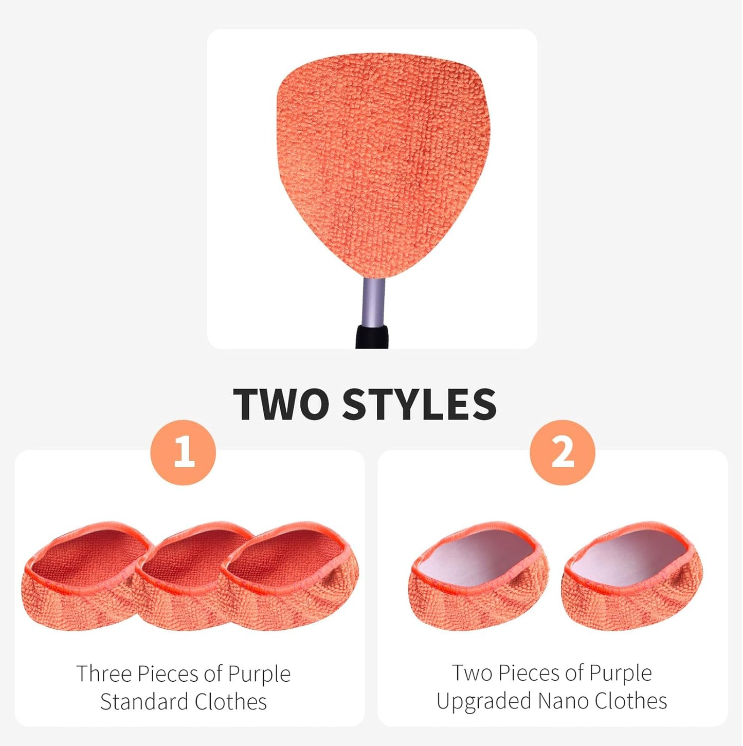 XINDELL 5 Pack Microfiber Pads – Replacement Heads Cover for Xindell Windshield Cleaner Tools. Washable & Reusable Triangle Pads (Red). Fits Window Reach Tool - Handle Not Included