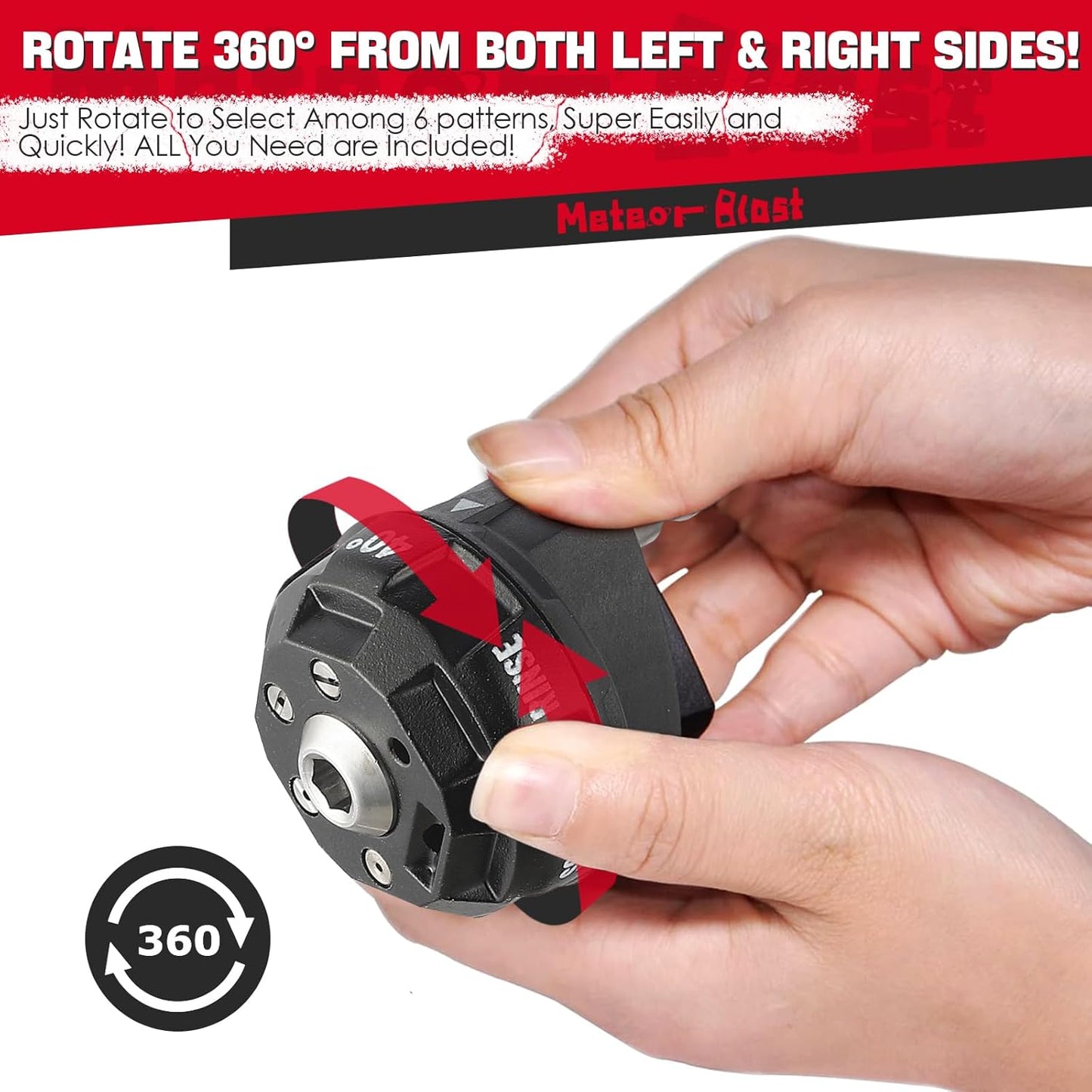 Meteor Blast Pressure Washer Nozzle, 6-in-1 Quick Change over and Adjustable, Power Washer Tips Replacement with 1/4 inch Quick Connector, MAX 4500PSI 1.5GPM specially for Small Power Washer