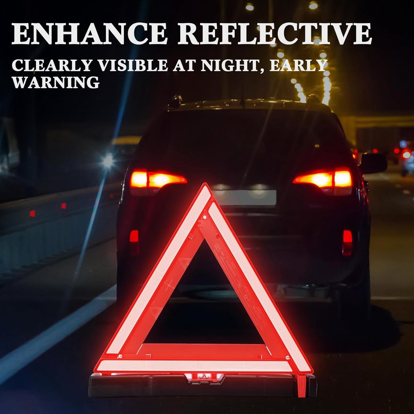 Kanayu Warning Triangle DOT Approved Foldable Emergency Safety Triangles Reflective Road Safety Triangle with Carrying Case Heavy Base Roadside Safety Warning Sign for Car Truck(18 Pcs)