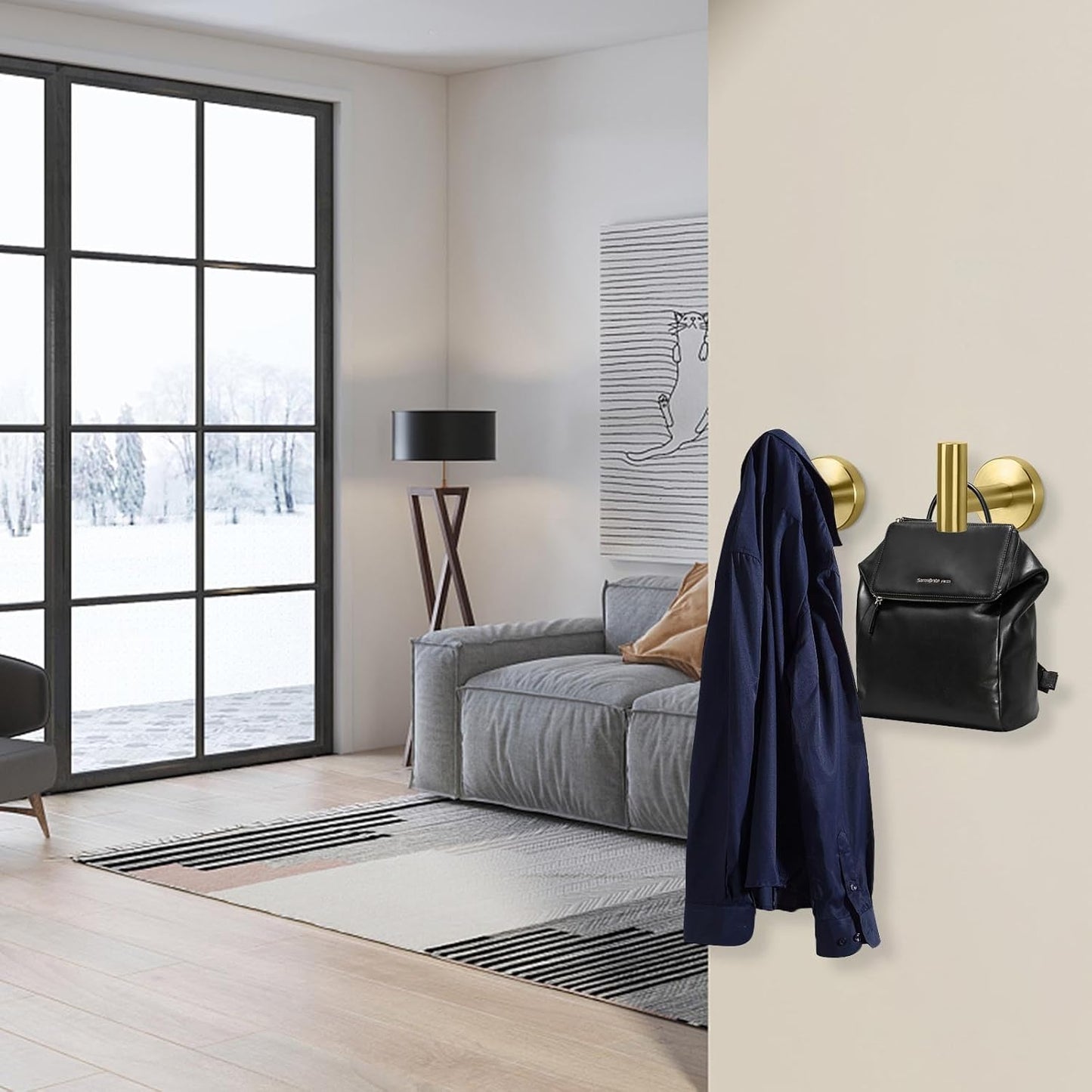 NearMoon Bath Towel Hooks- SUS 304 Stainless Steel Robe Hook Holder, Heavy Duty Coat Hook for Bathroom Livingroom Hotel Kitchen Garage, Wall Mounted (Brushed Gold, 3 Pack)