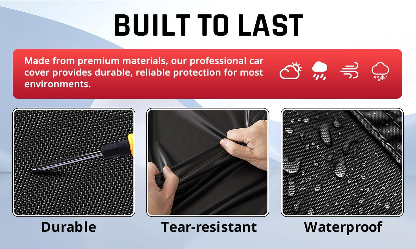 SUV Cover Waterproof All Weather Protection with Red Stripe Design, Car Cover Universal Fit Ford Explorer, Toyota Highlander, Honda Pilot, Dodge Durango, BMW X5 X6, Lexus RX350