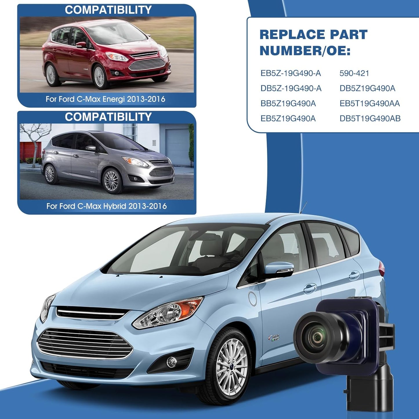 Rear View Backup Reverse Camera Compatible with Ford C-Max Energi C-Max Hybrid 2013-2016 Replaces DM5Z-19G490-A DM5Z-19G490-B