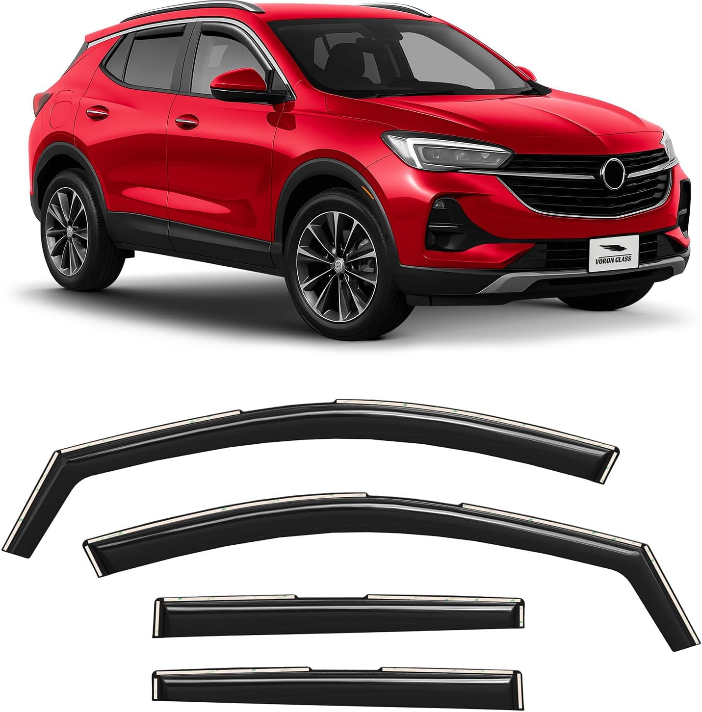 Voron Glass in-Channel Extra Durable Rain Guards for Buick Encore GX 2020-2025, Window Deflectors, Vent Window Visors, 4 Pieces - 200703
