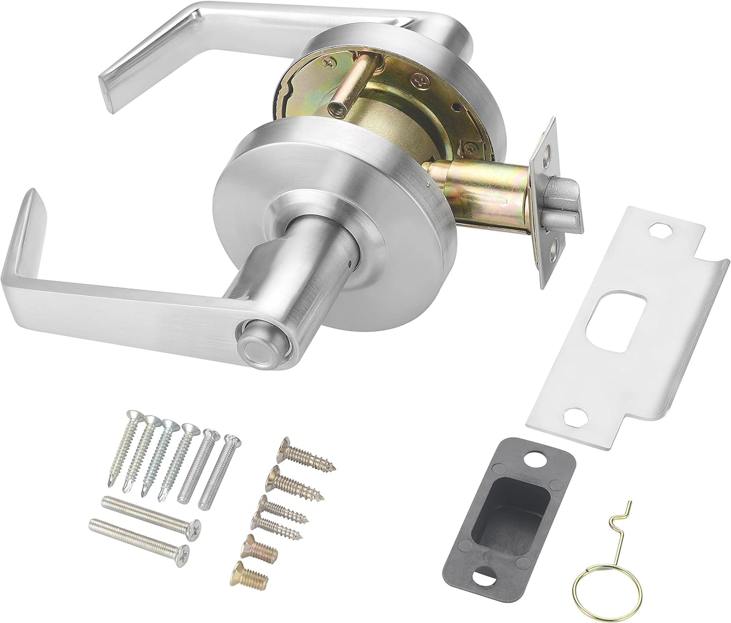 Commercial Lever Door Lock - Heavy-Duty Locking Door Handle, ADA Door Handles, Cylindrical Lever Lock, Non-Handed Grade 2 Industrial Door Handle, 26D Satin Chrome, Privacy/Bathroom