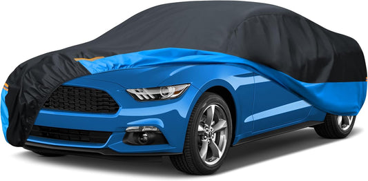 Car Cover Waterproof All Weather Outdoor Windproof Dustproof UV Protection Fit Coupe BMW 8 Series,Chevrolet Camaro/Corvette,Mercedes-Benz E- Class etc.