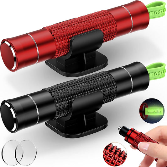 Safehammer - Safe Hammer Glass Breaker Under Water, Upgraded Antiskid, Car Hammer Seatbelt Cutter Window Breaker Emergency Escape Tool, Safe hammer Glass Breaker for New Cars (2PCS Red & Black)