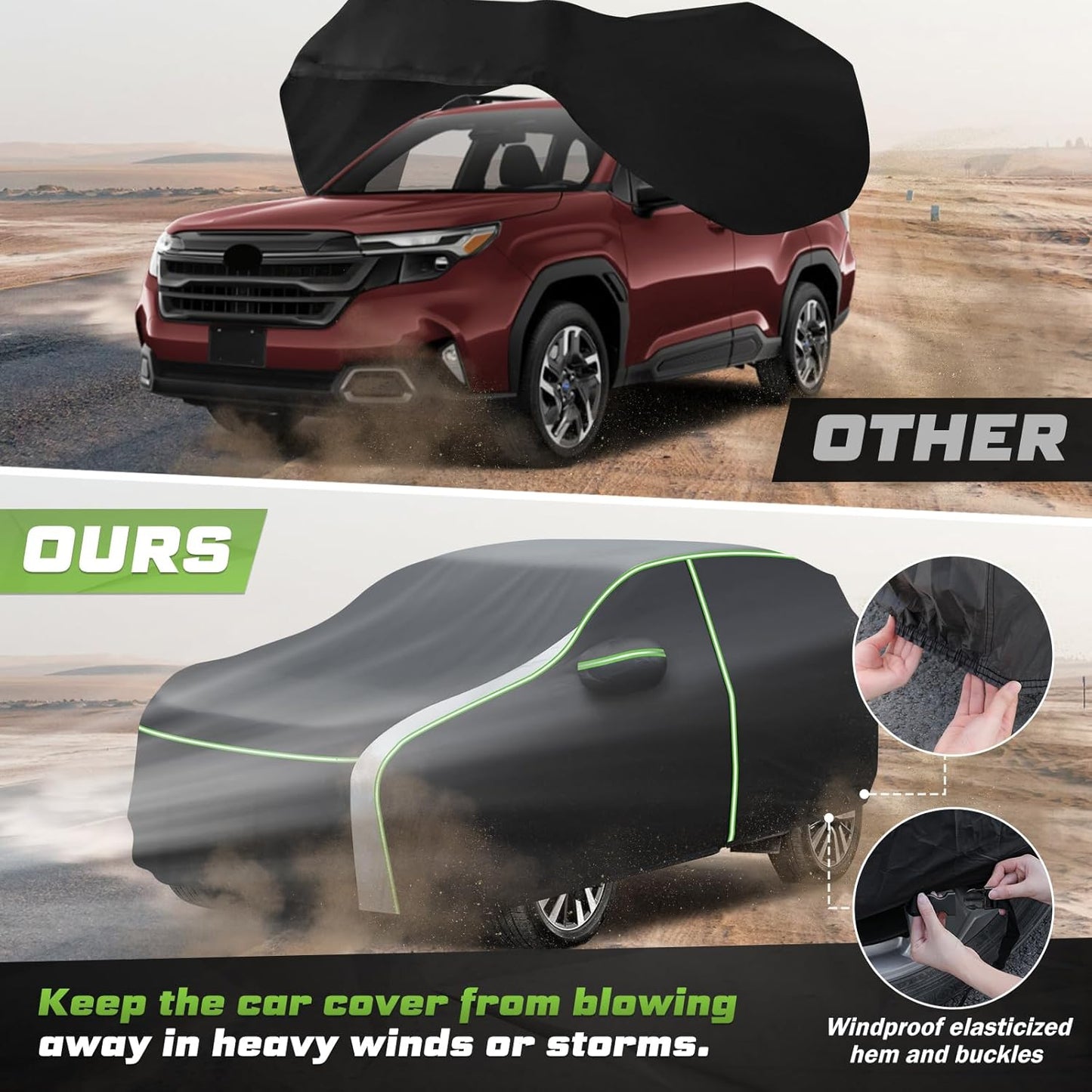 Mixsuper Liner Car Cover for Forester 2009-2026, All Weather Car Cover for Forester, 7 Layers Waterproof Full Car Covers with Zipper Door Reflective Strips