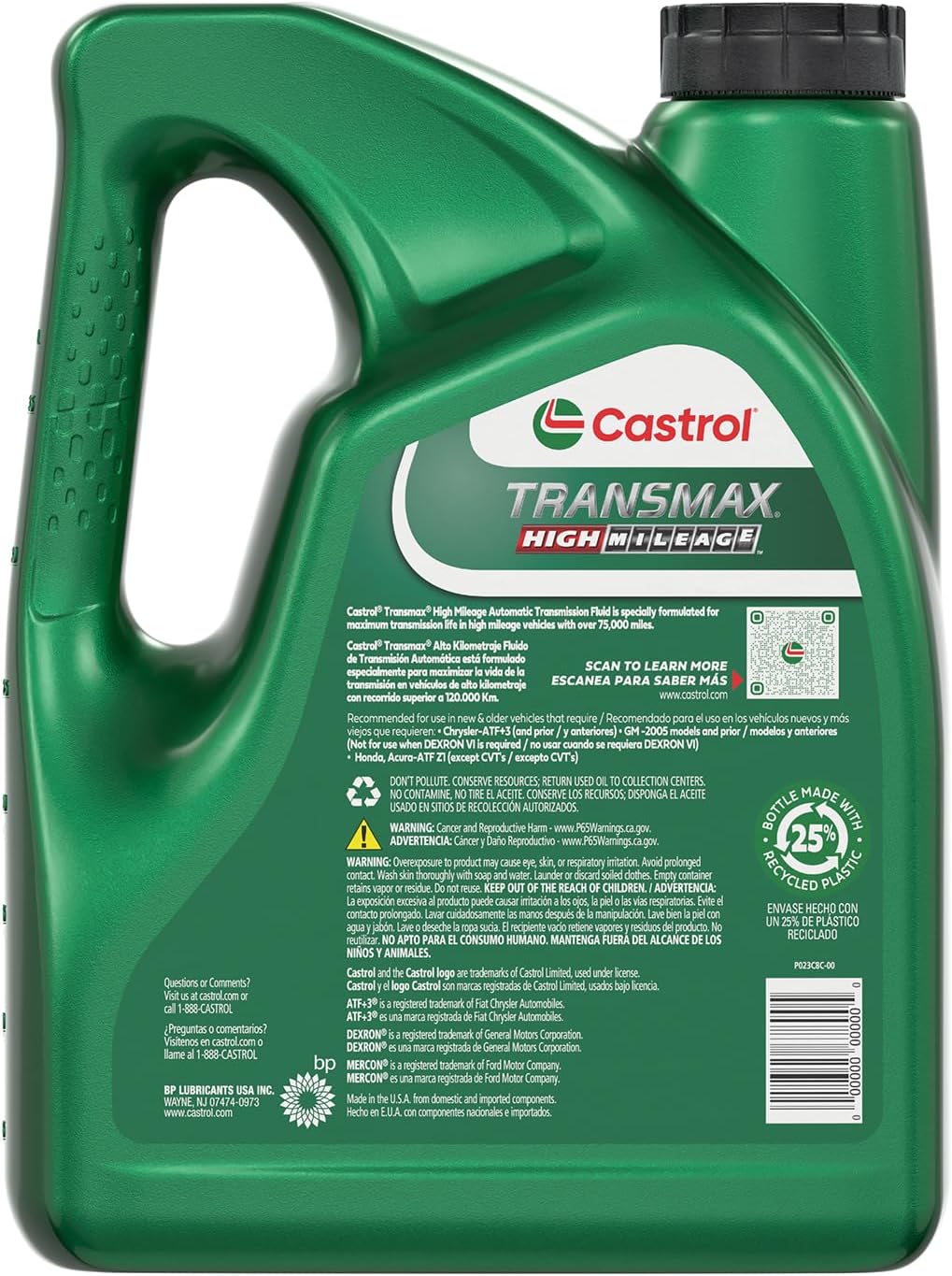 Castrol Transmax High Mileage Automatic Transmission Fluid, 1 Gallon (Pack of 3)