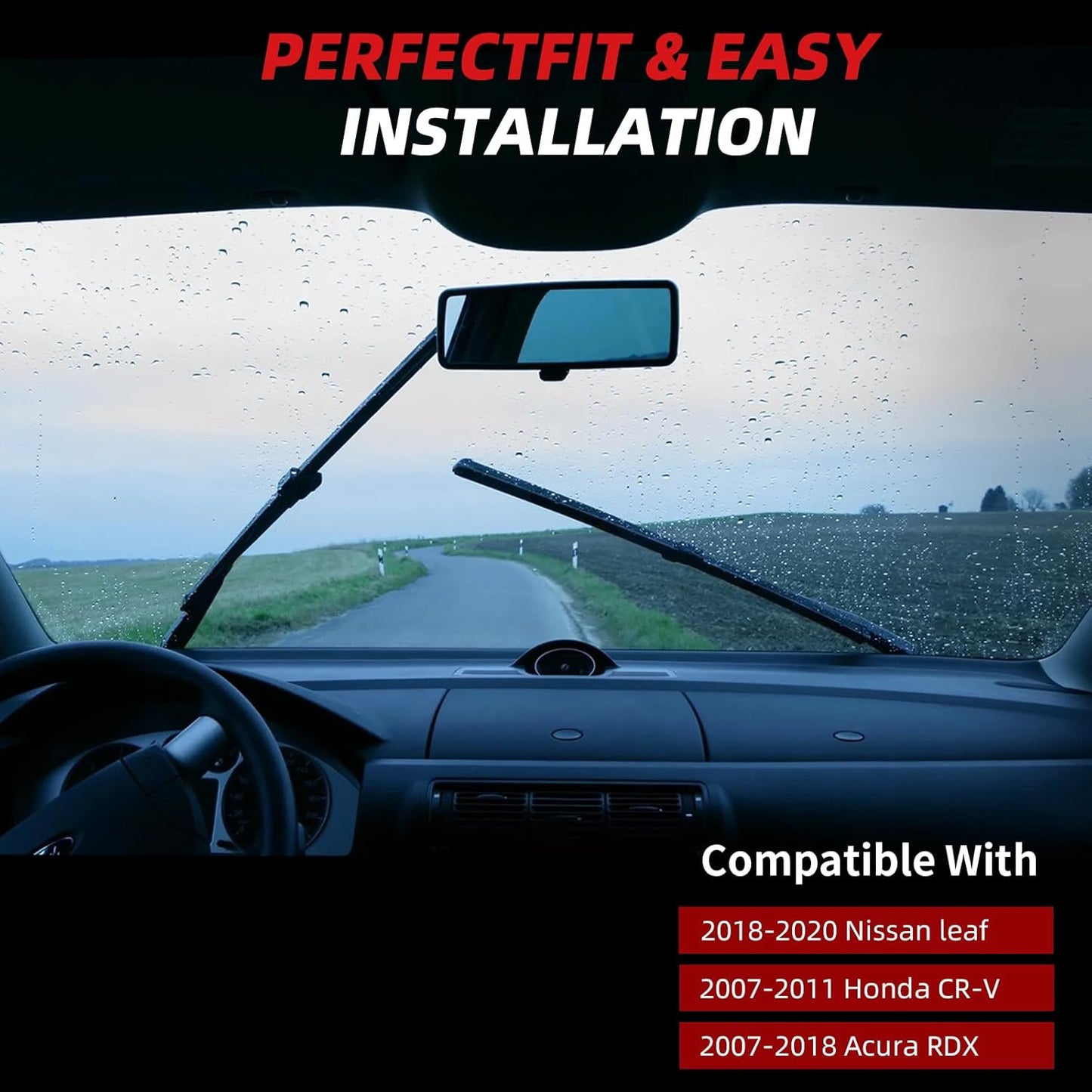 OTUAYAUTO Premium Windshield Wiper Blades - Replacement for Honda CRV CR-V 07-11, Nissan Leaf 18-20, Acura RDX 07-18, All-Weather, Front and Rear Wiper Blades, J/U Hook - 26"+16"+14" (Pack of 3)