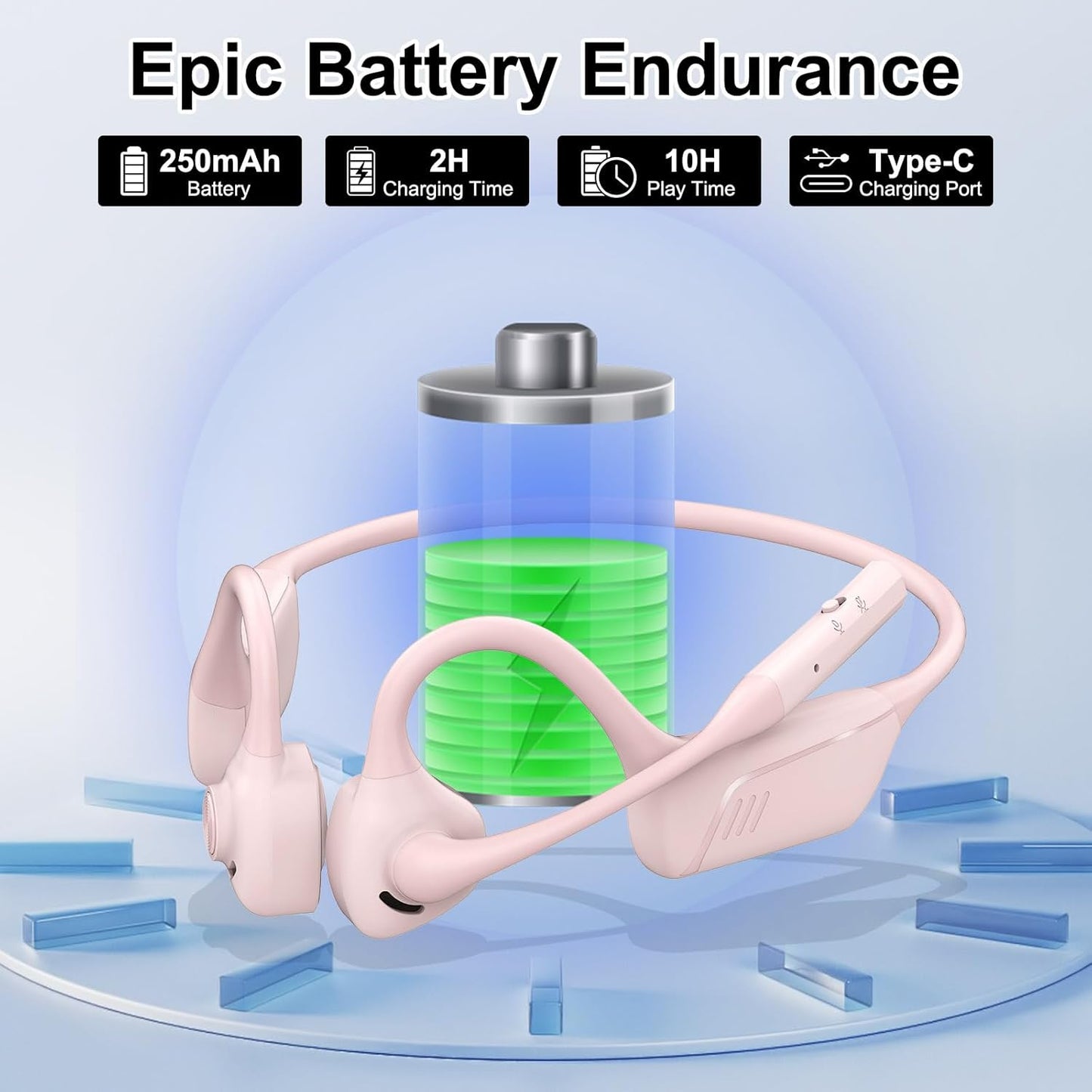 Open Ear Bluetooth Headphones with Microphone, Noise Cancelling Wireless Headset with Mute Button, Supports aptX/aptX-LL/aptX-HD, Designed for Meeting, Home Office,Driving -Not Bone Conduction(Pink)