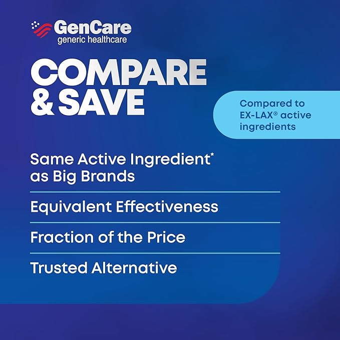 GenCare - Maximum Strength Senna Laxative 25mg (100 Tablets) - Gentle Constipation Relief Sennosides USP Stimulant Laxatives Digestion Pills - Natural Overnight Relief while You Sleep - Generic Ex Lax