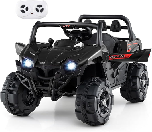 OLAKIDS 12V Ride on Car UTV, Battery Powered Off-Road Kids Electric Vehicles with Remote Control, Music, Horn, MP3, Lights, 3 Speeds, Soft Start, Ride on Truck for Boys Girls (Black)