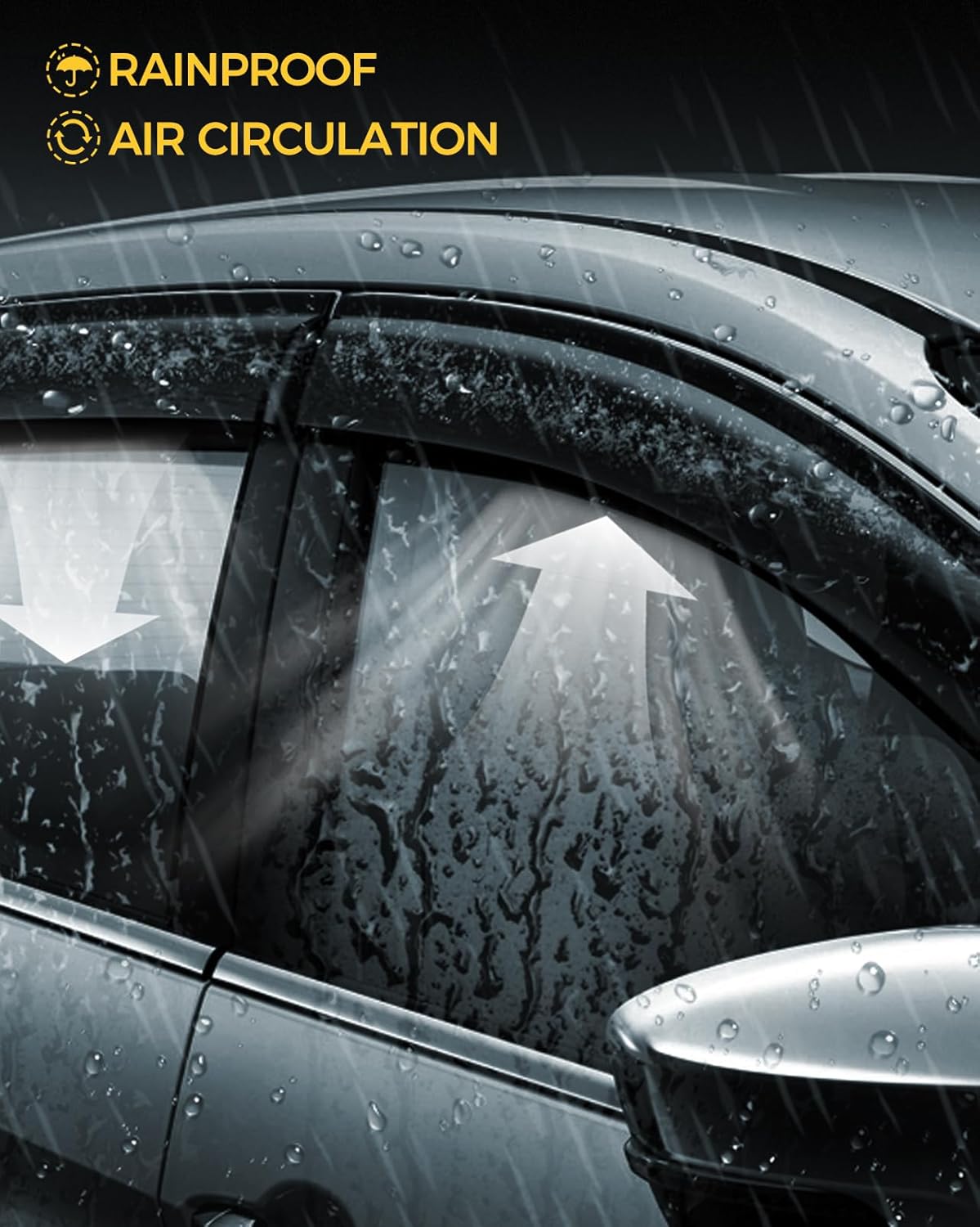 Rain Guards for Car Windows, Tape-On Window Visors Rain Guards Fit for 2012-2014 Toyota Camry, Window Deflectors, Vent Visors for Toyota Car Accessories, 4 Pieces