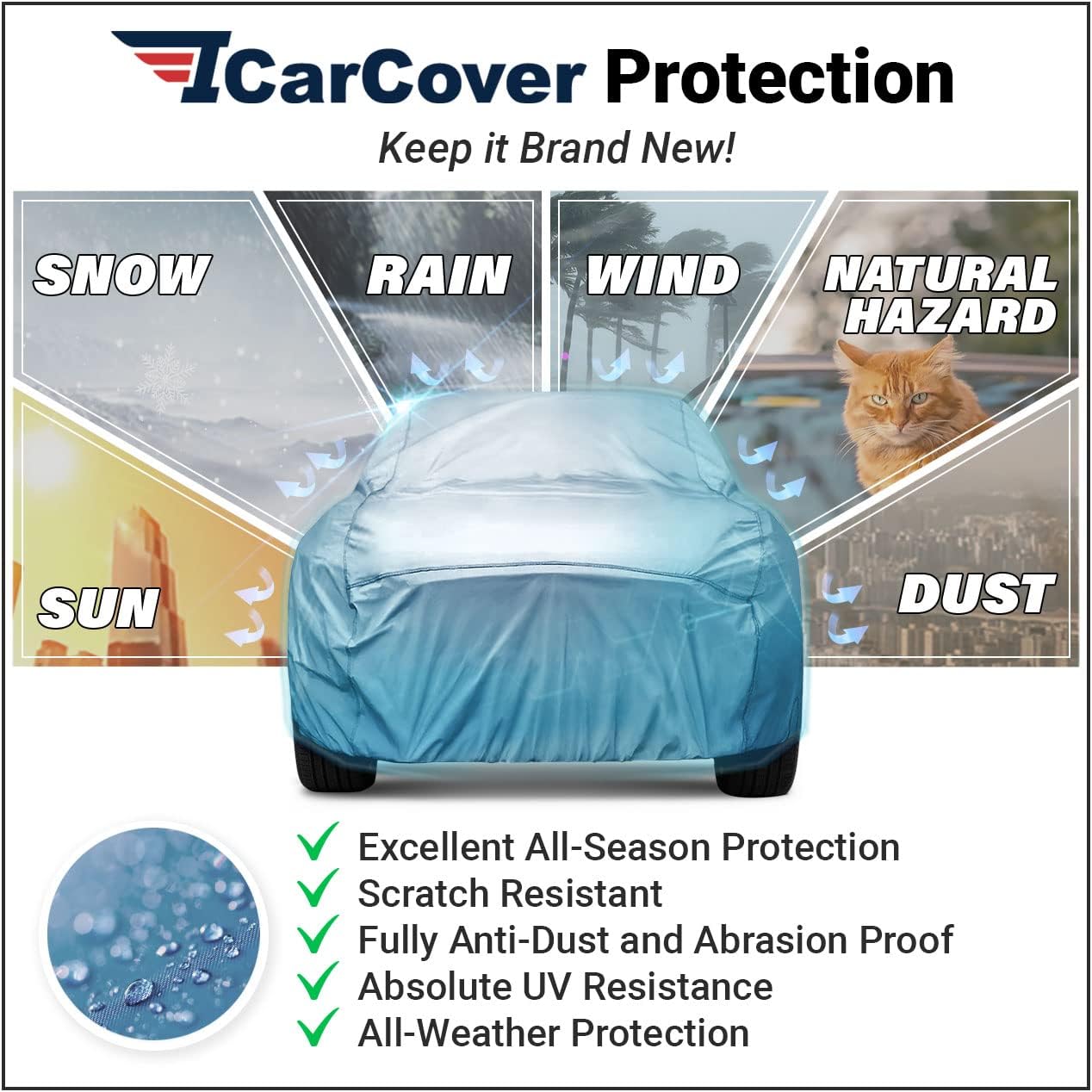 iCarCover Premium Car Cover for 2012-2017 Buick Verano Heavy Duty Waterproof All-Weather Automobiles Custom Fit Indoor Outdoor UV Snow Protection Covers with Straps and Bag