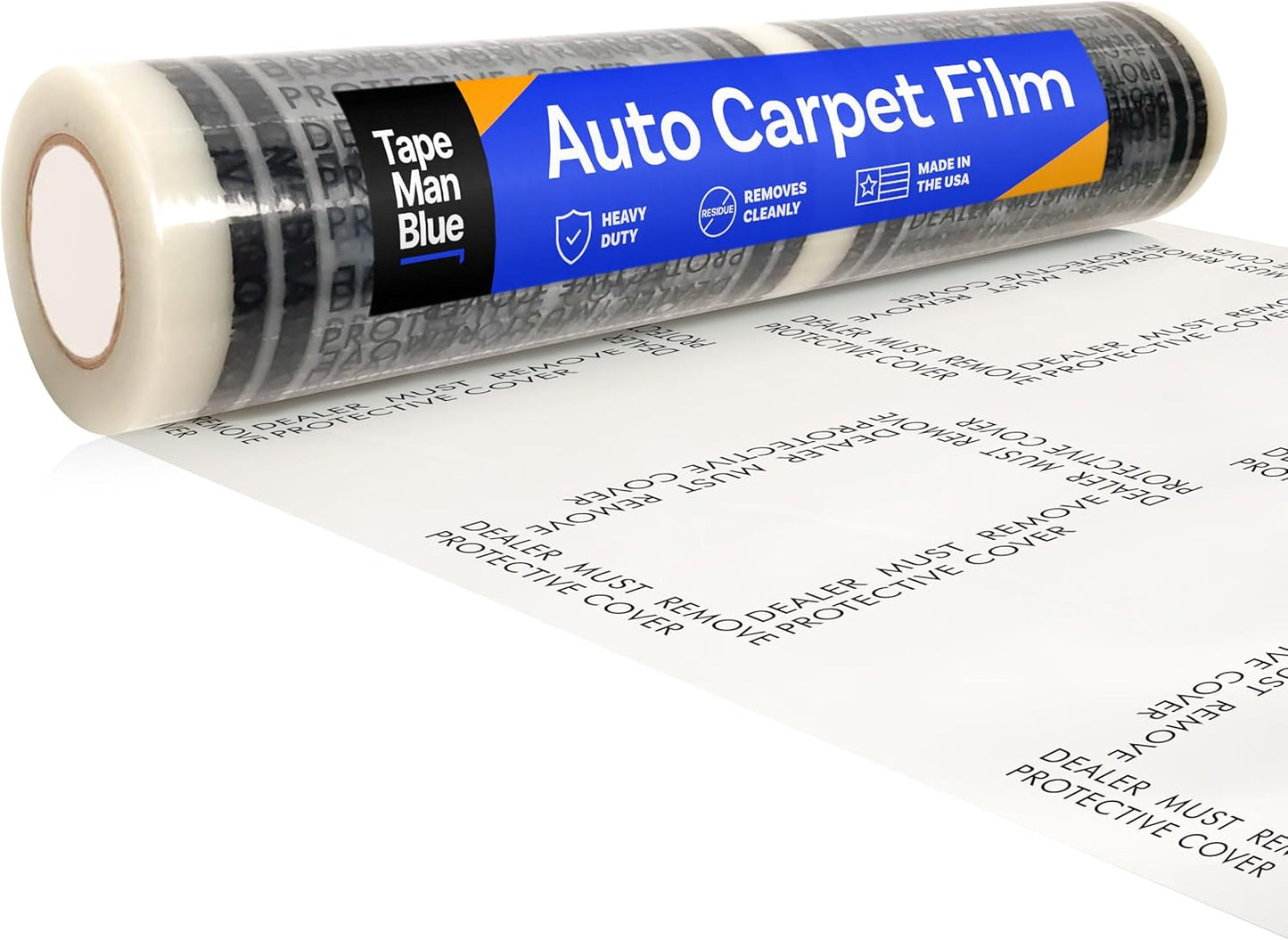 Auto Carpet Film, 24” Roll with 21” Perforation, 4 Mils Thick, Dealer Must Remove Protective Cover, Plastic Floor Mats for Car Carpet Protection, Made in USA (24" x 200' Roll)