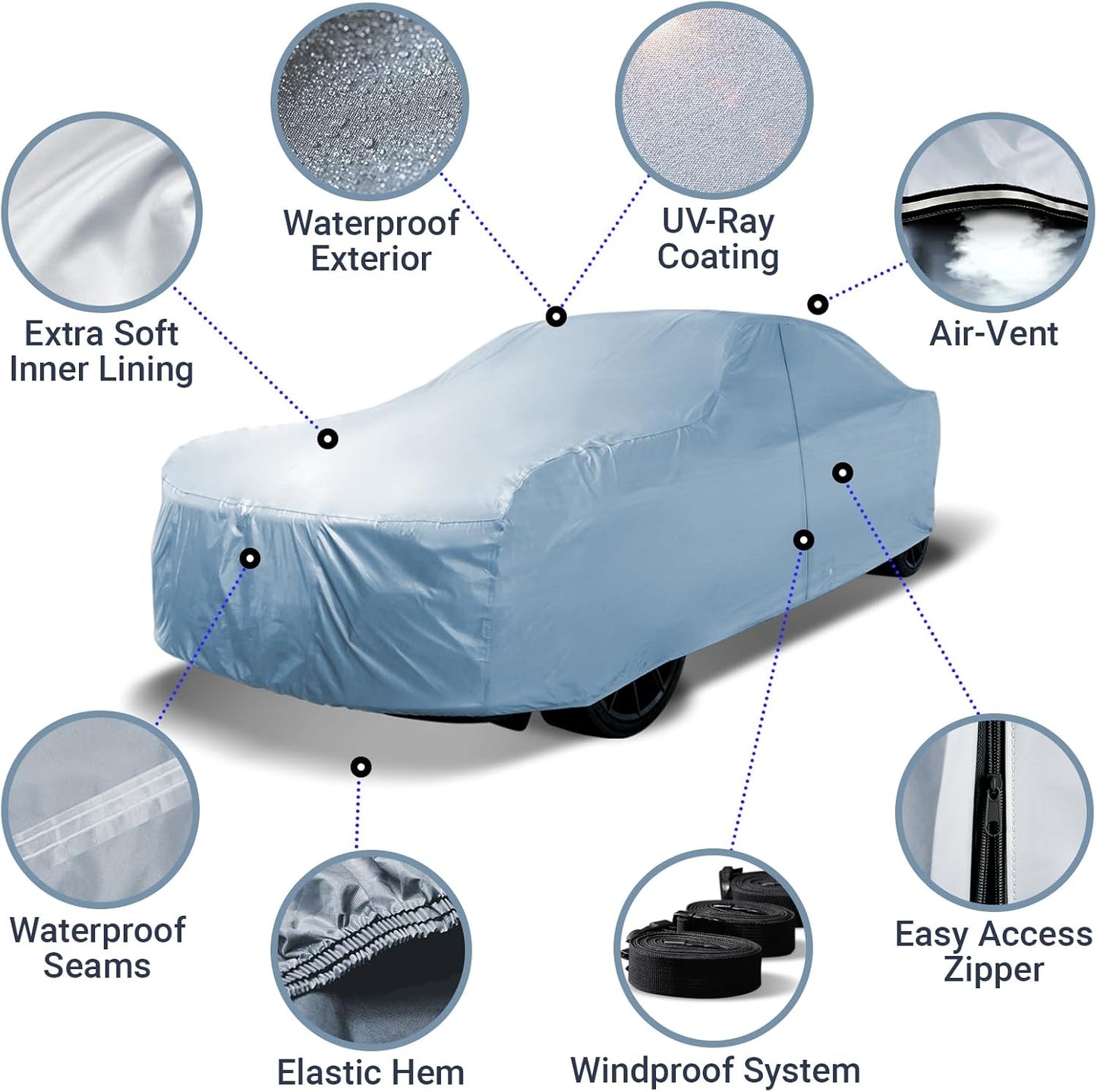 iCarCover Custom Car Cover Compatible with Mustang 1969-1973, Waterproof All-Weather Rain Snow UV Sun Protector Full Exterior Indoor Outdoor Car Covers, 1-Tone (Solid Gray)