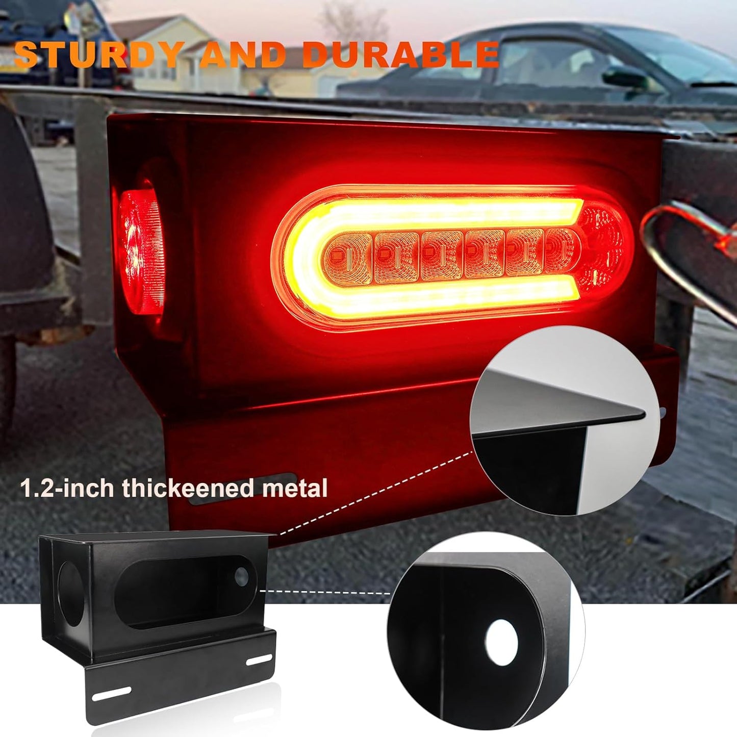 Agrieyes Sequential Turn Signal Trailer Lights, Oval LED Trailer Light with Box, Boat Trailer Lights Kit with Brake, Tail, Turning Signal, Reverse Light, DOT Compliant