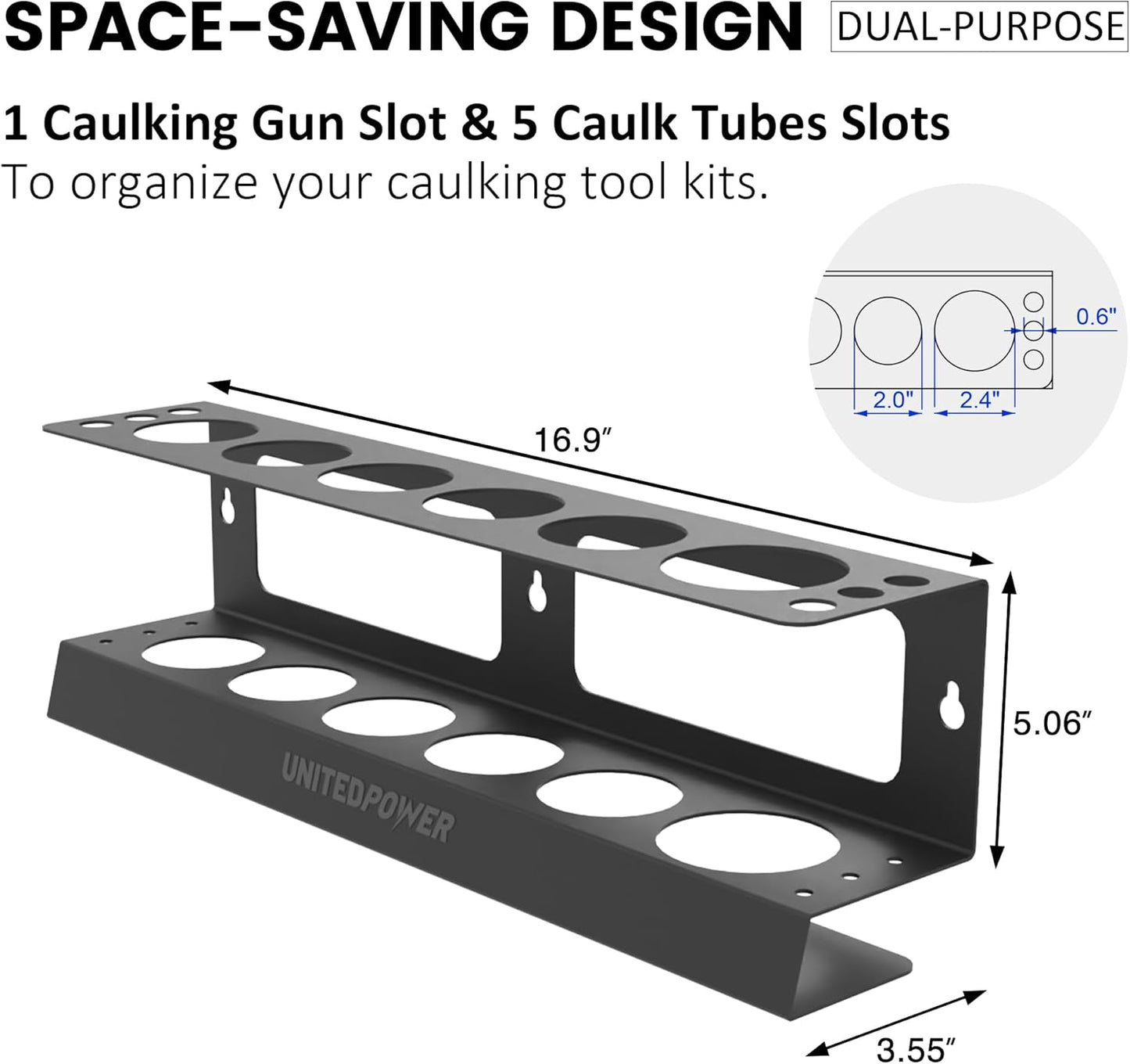 UNITEDPOWER Caulking Gun Holder, Wall Mount Hand Caulking Gun Storage Rack, Organizer for Workshop, Shop, Garage