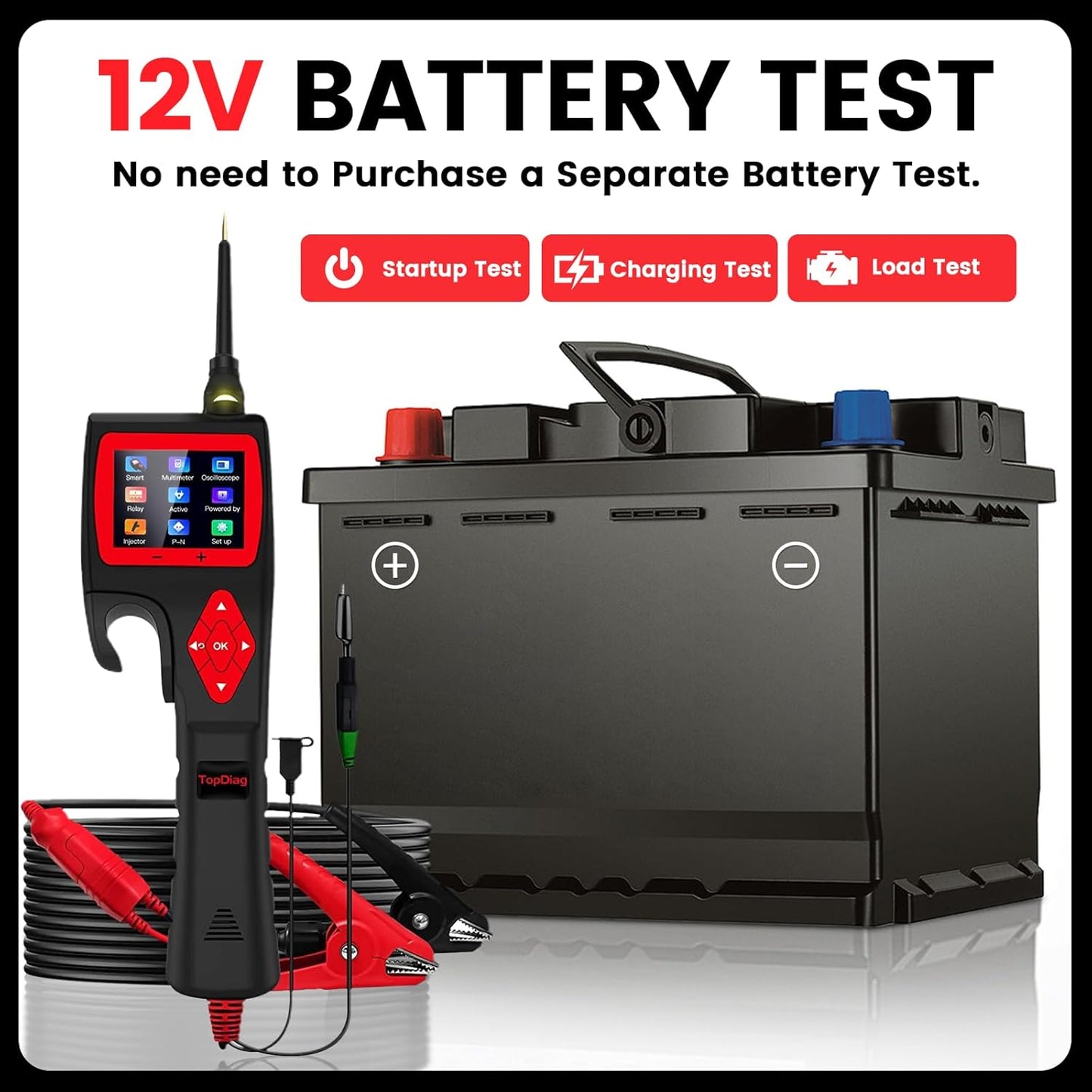 P200 Power Circuit Probe Kit - Automotive Circuit Tester with 2024 Online Update, 9~30V Voltage Range, Multimeter, Relay Test, Fuel Injector Tester, Activating Component, Oscilloscope Mode