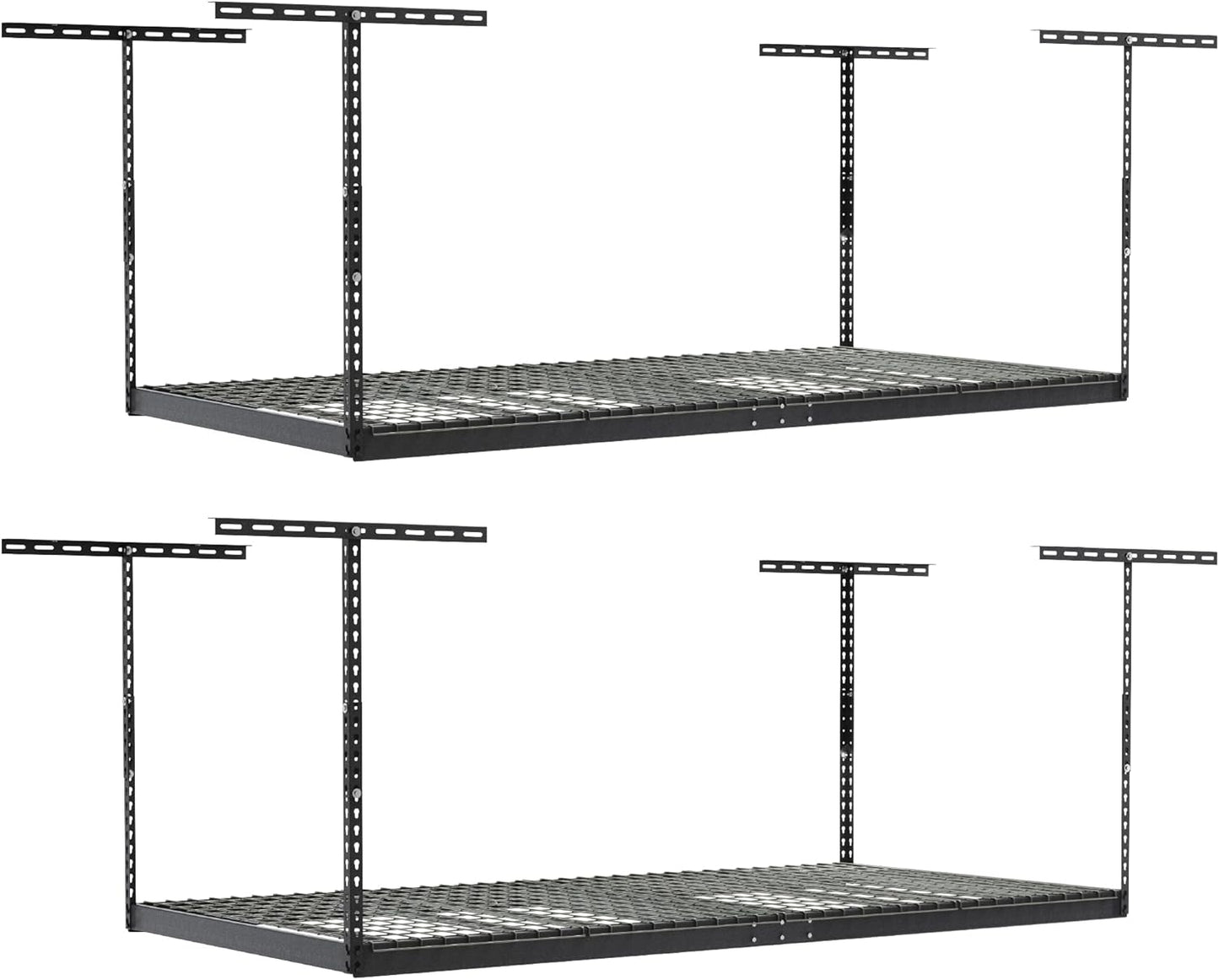SafeRacks Overhead Storage Rack, Heavy Duty 600 lb Capacity, Adjustable Garage Ceiling Mount Hammertone 24"-45" 2 Pack
