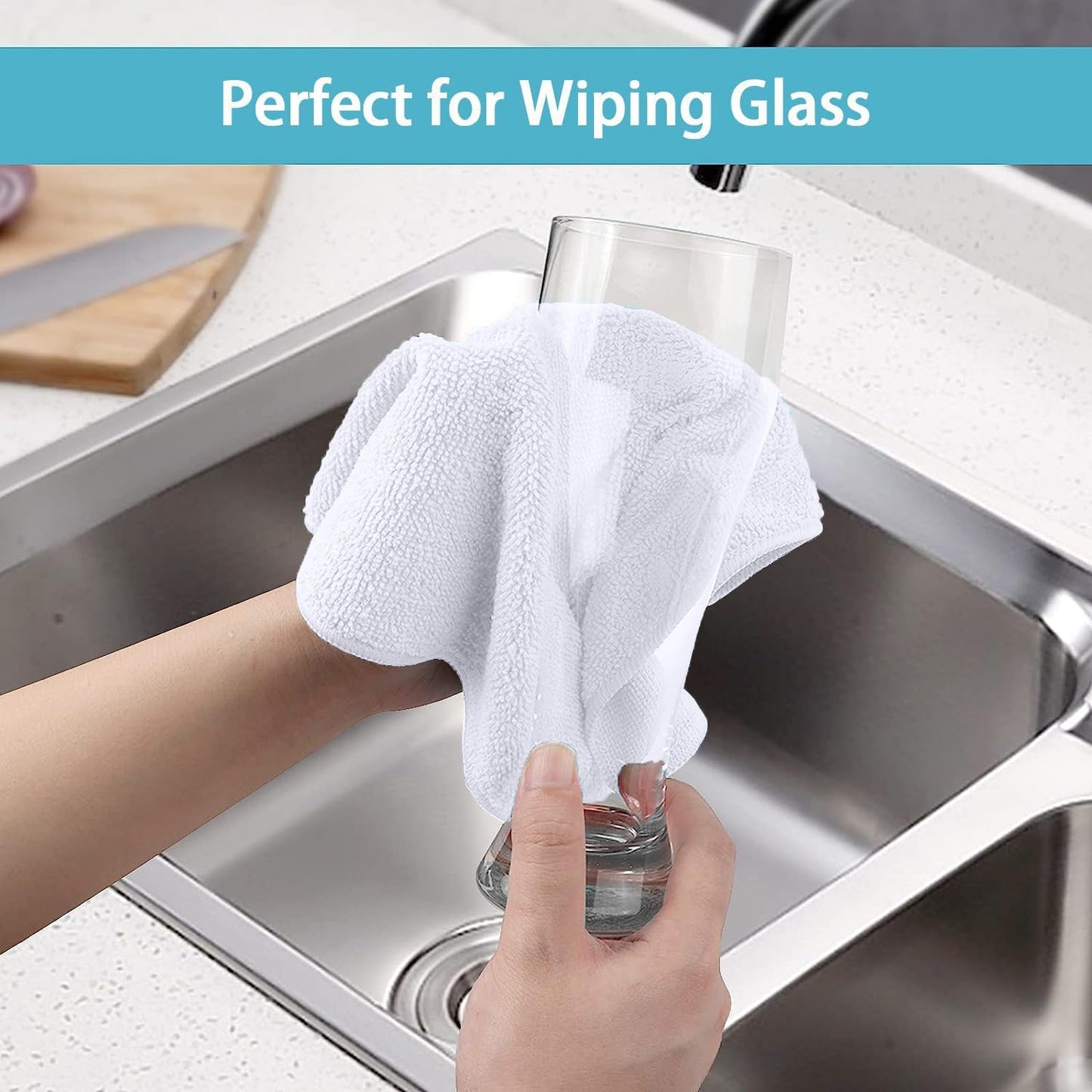 HOMEXCEL White Microfiber Cleaning Cloth, 100 Pack Cleaning Towels for Kitchen, Lint Free, Scratch-Free, Highly Absorbent, and Reusable Cleaning Rags for House, Window and Glass, Cars, 11.5 X11.5 inch