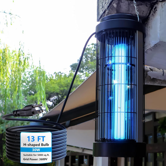 Powerful Bug Zapper Outdoor for 5000 Sq.Ft. with 13FT Power Cord, 3600V Instant Killing Grid Removable Hanging High Power Outdoor Mosquito Killer, Fly Trap Lamps for Garage Farm Home