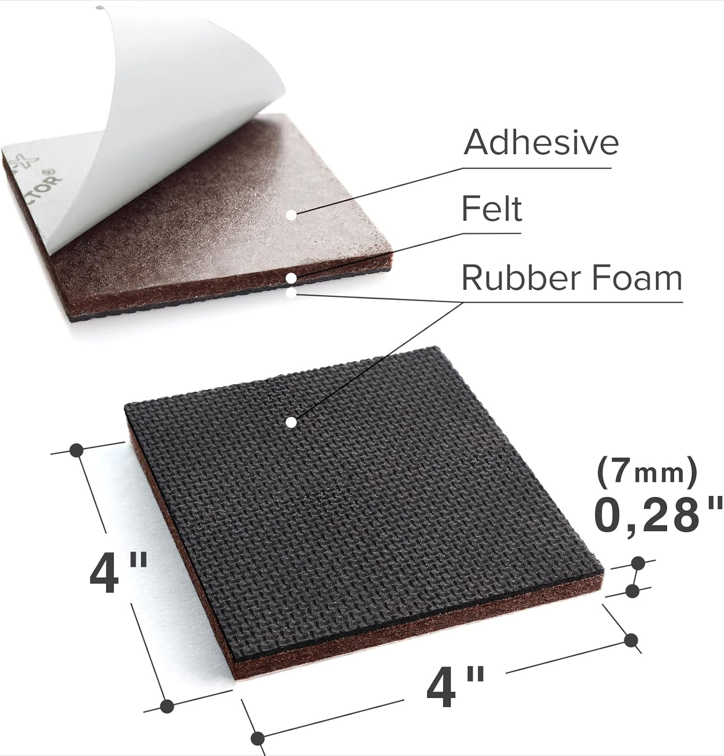 X-PROTECTOR Non Slip Furniture Pads - 8 pcs Premium Furniture Grippers 4"! Self-Adhesive Rubber Feet Furniture Feet - Ideal Non Skid Furniture Pad Floor Protectors - Keep Furniture in Place!