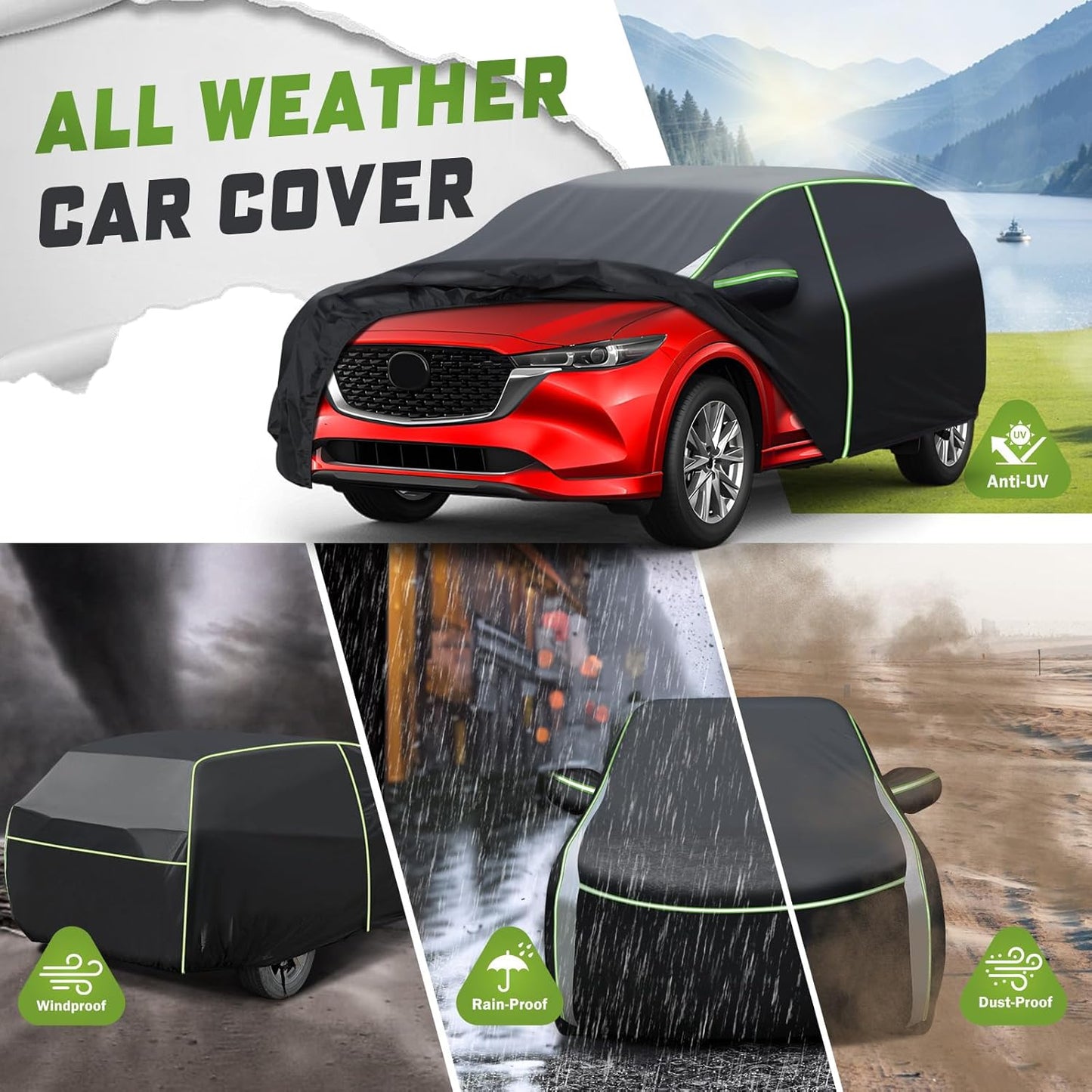 Mixsuper Liner Car Cover for Mazda CX-5 2013-2026 / Mazda CX-50 2023-2026, 7 Layers Full Car Cover All Weather Car Covers for CX5 CX50, Waterproof Outdoor Cover with Zipper Door Reflective Strips