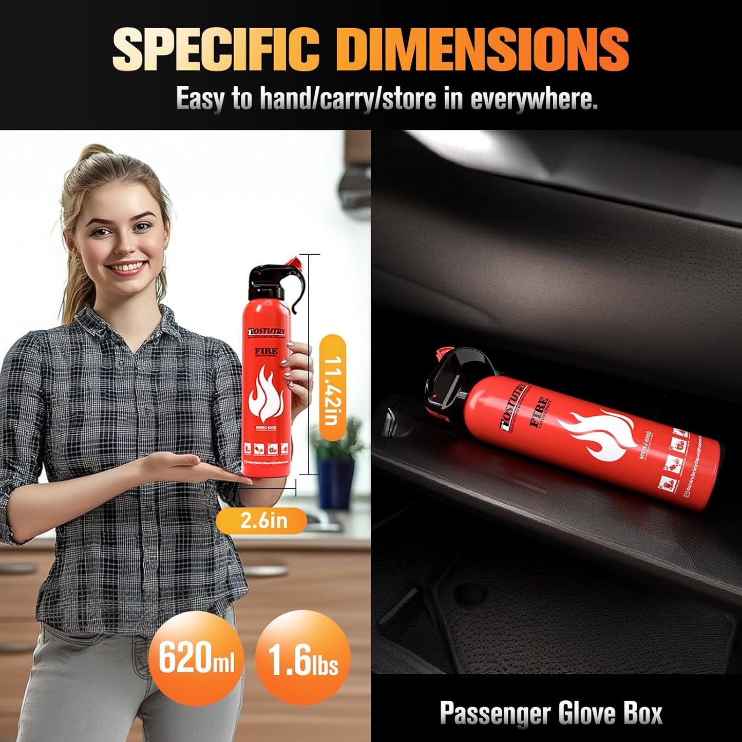 Upgraded 8-IN-1 Fire Extinguisher for Home Vehicle Car Kitchen Boat, Small Fire Extinguishers Spray with Mount for Class A B C K Fire, Portable Non-Toxic Prevent Re-Ignition Easy Clean (3 Pack)