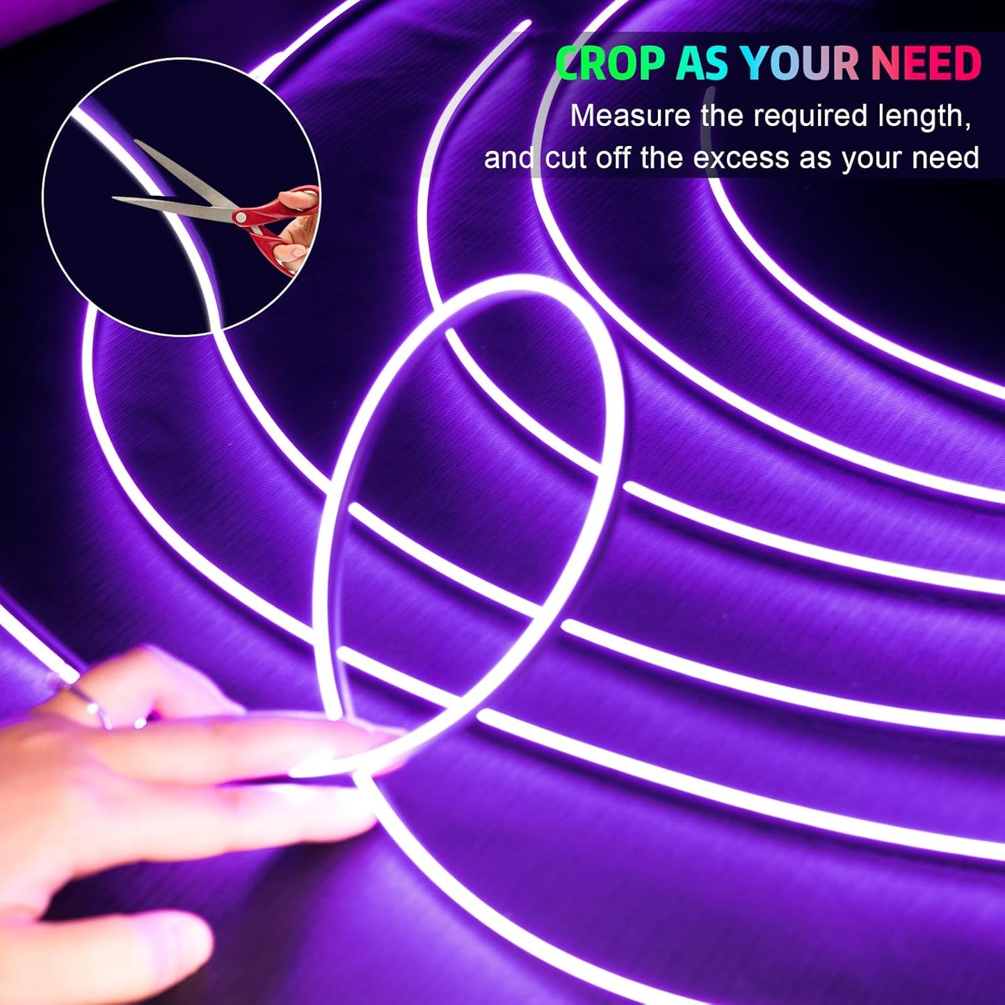 Acrylic Interior Car LED Strip Light, AMKI Car Neon Light with APP Control, 16 Million Colors Sound Activated Car Accessories Car Ambient Lighting Kit with RGB 18 in 1 and 213 Modes 175 inches 593 LED